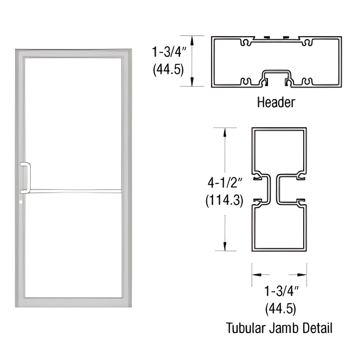 CRL-U.S. Aluminum Clear Anodized 39-1/2" x 85-3/4" Series 450 Tubular Butt Hinge Up and Over Frame Complete (1F)