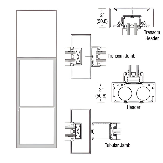 CRL-U.S. Aluminum Clear Anodized 40" x 126" 451 Series Transom Single Door Frame for Center Hung OHCC