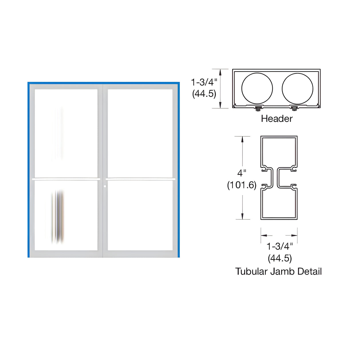 CRL-U.S. Aluminum Clear Anodized 75-1/2" x 85-3/4" 451 Series Up and Over Double Door Frame for Center Hung OHCC