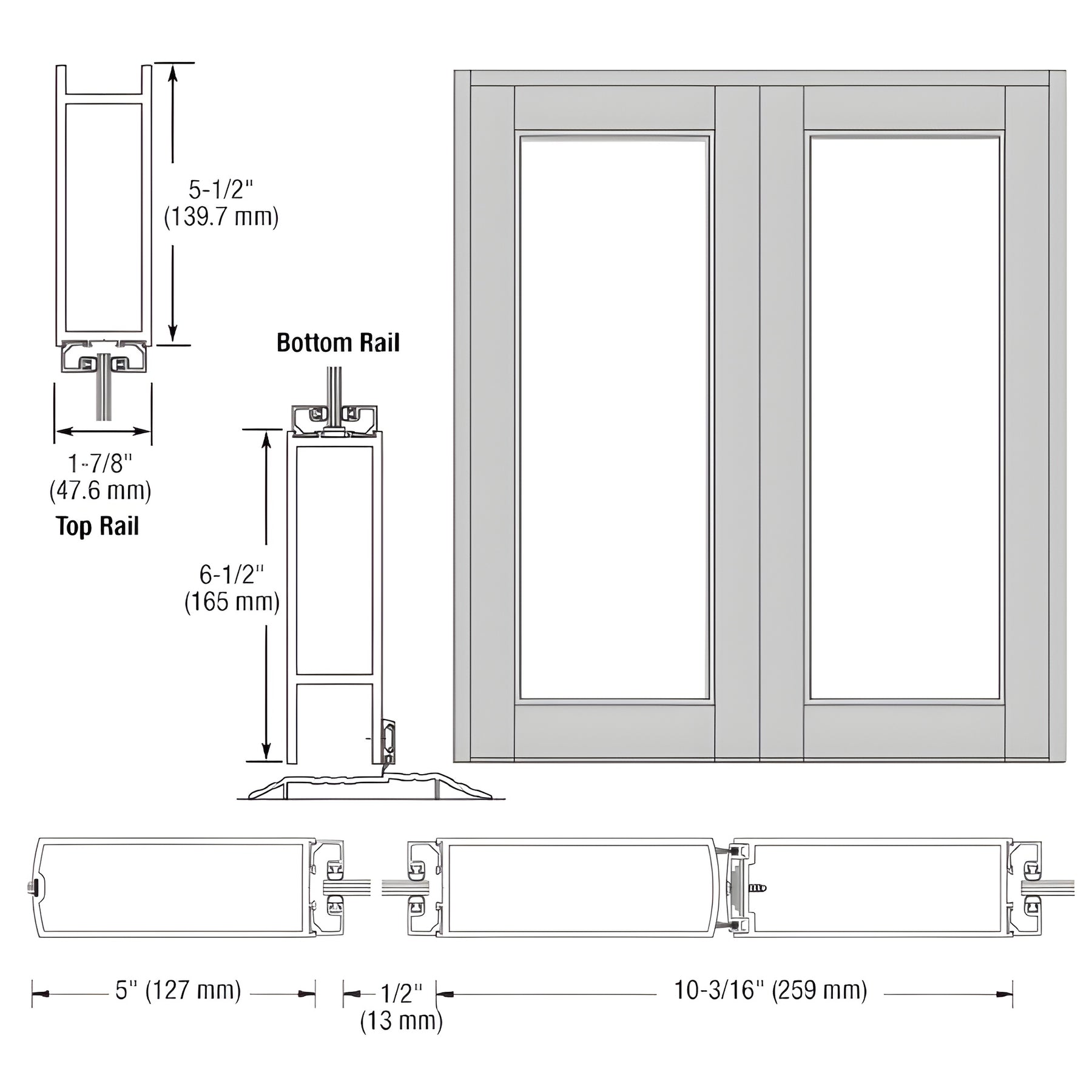 CRL-U.S. Aluminum Clear Anodized Blank Pair Series 850 Durafront Wide Stile Center Hung Entrance Doors- No Prep