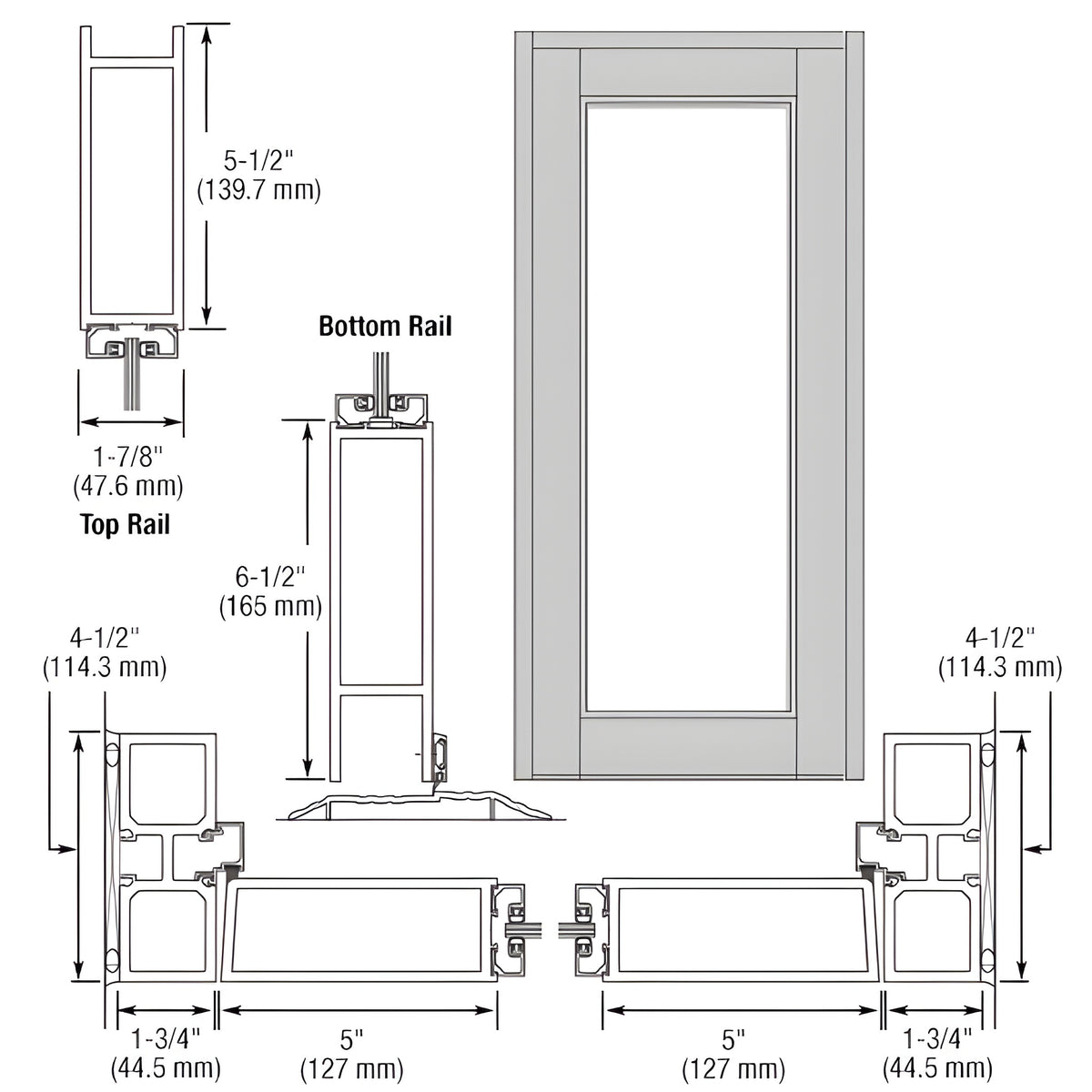 CRL-U.S. Aluminum Clear Anodized Blank Single Series 850 Durafront Wide Stile Offset Hung Entrance Door- No Prep