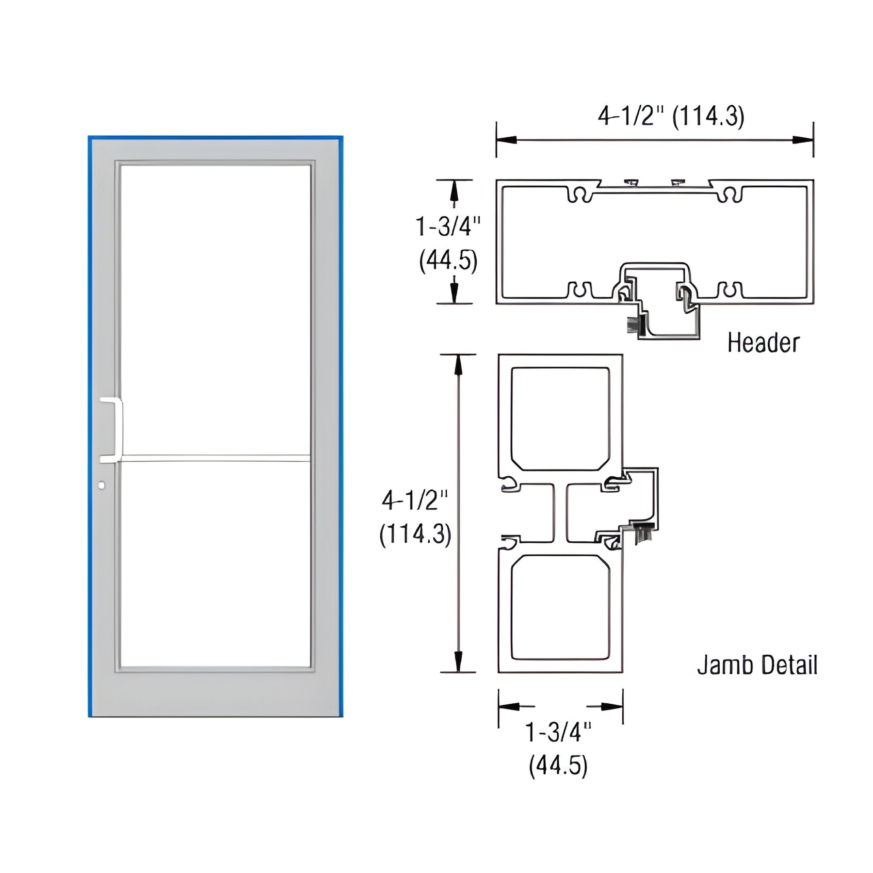 CRL-U.S. Aluminum Clear Anodized Class 1 39-1/2" x 85-3/4" Series DF800 Tubular Gear Hinge Up and Over Frame Complete (1F)