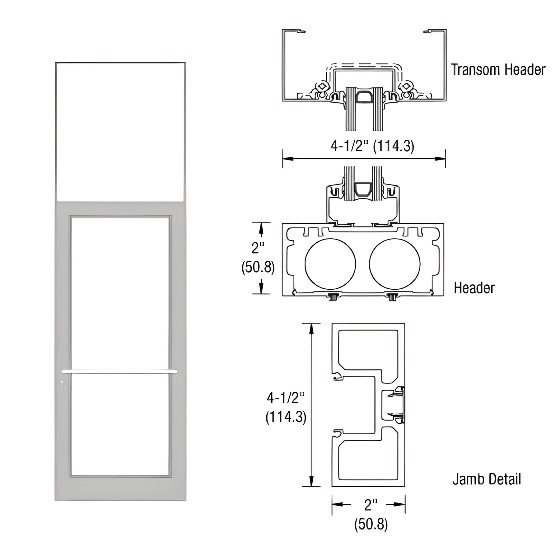 CRL-U.S. Aluminum Clear Anodized Class 1 40" x 126" Series DF800 Tubular Center Hung Transom Frame Complete (1FT)