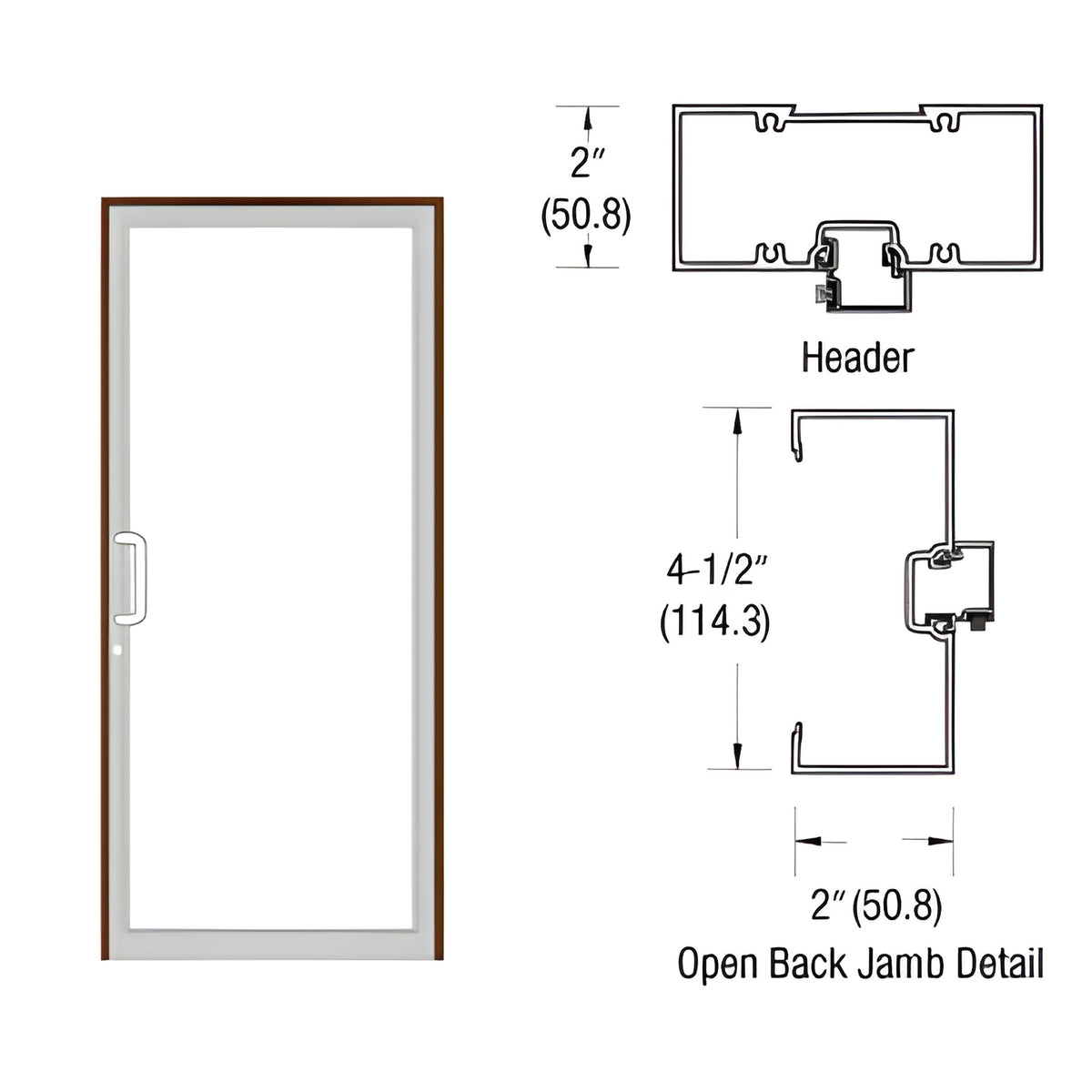 CRL-U.S. Aluminum Clear Anodized Class 1 40" x 86" 451 Series Left Hand Open Back Butt Hinge Up and Over Frame Complete (1F)