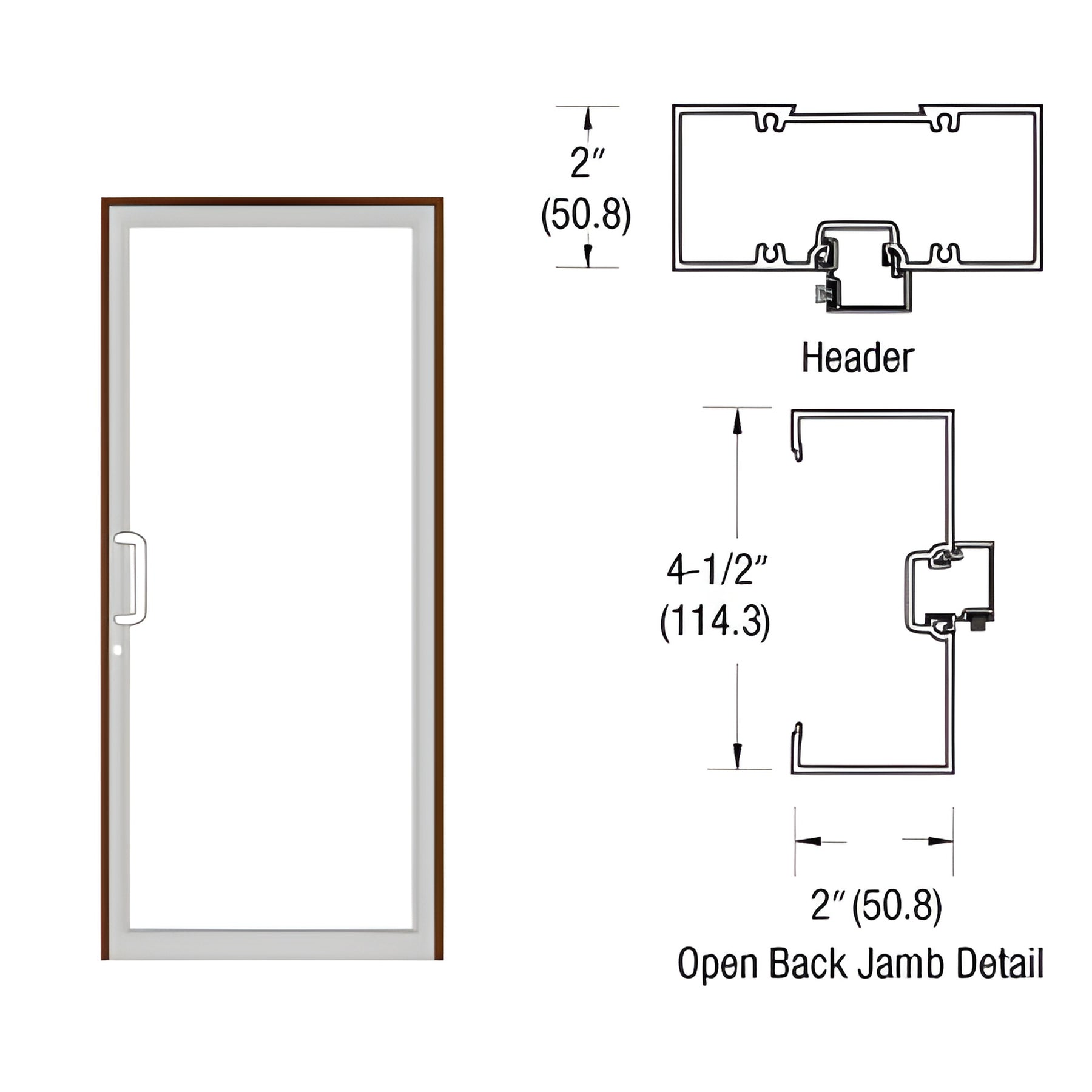 CRL-U.S. Aluminum Clear Anodized Class 1 40" x 86" 451 Series Left Hand Open Back Butt Hinge Up and Over Frame Complete (1F)