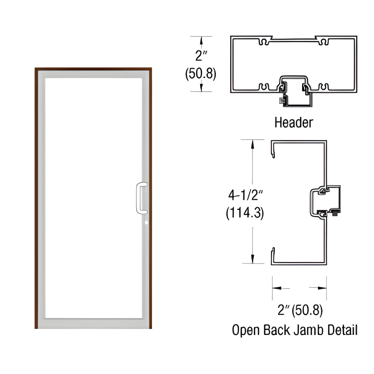 CRL-U.S. Aluminum Clear Anodized Class 1 40" x 86" 451 Series Right Hand Open Back Butt Hinge Up and Over Frame Complete (1F)