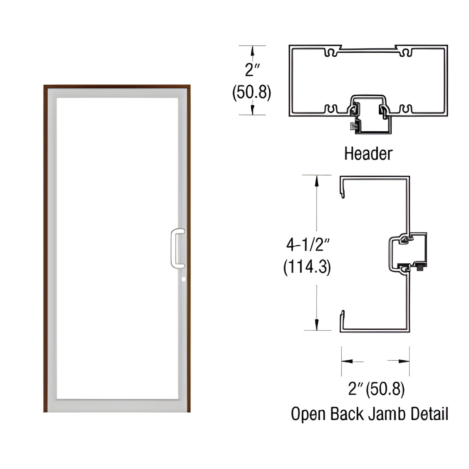 CRL-U.S. Aluminum Clear Anodized Class 1 40" x 86" 451 Series Right Hand Open Back Butt Hinge Up and Over Frame Complete (1F)