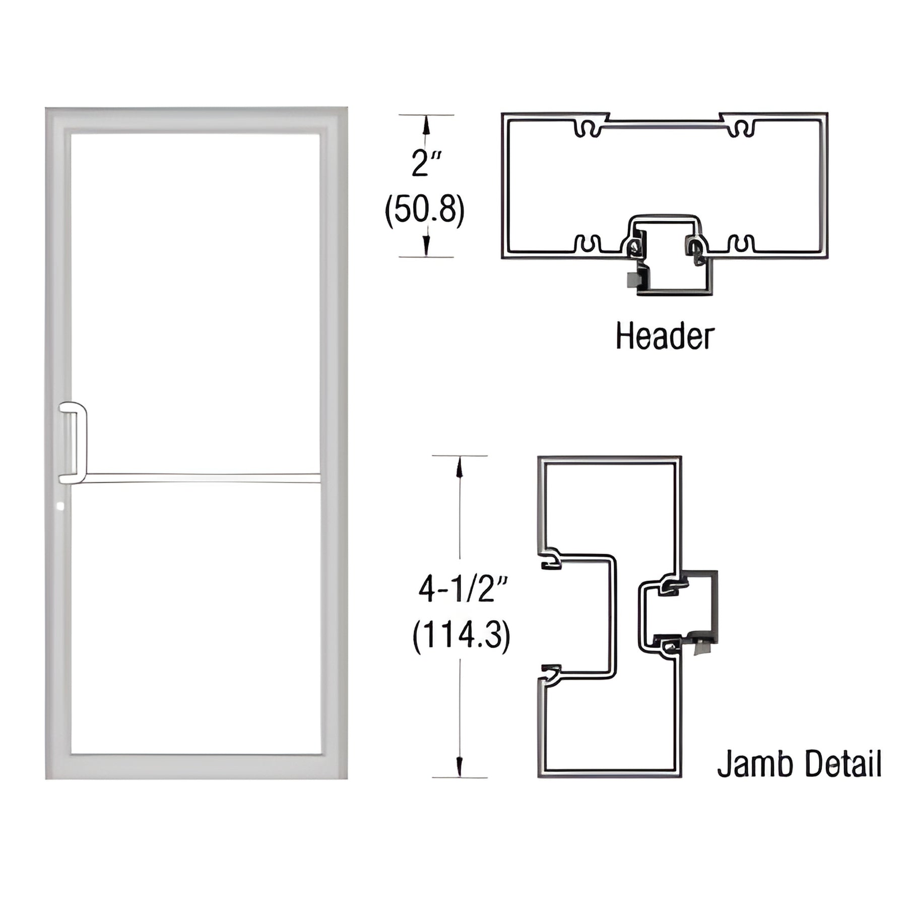 CRL-U.S. Aluminum Clear Anodized Class 1 40" x 86" 451 Series Left Hand Tubular Offset Pivot Up and Over Frame Complete (1F)