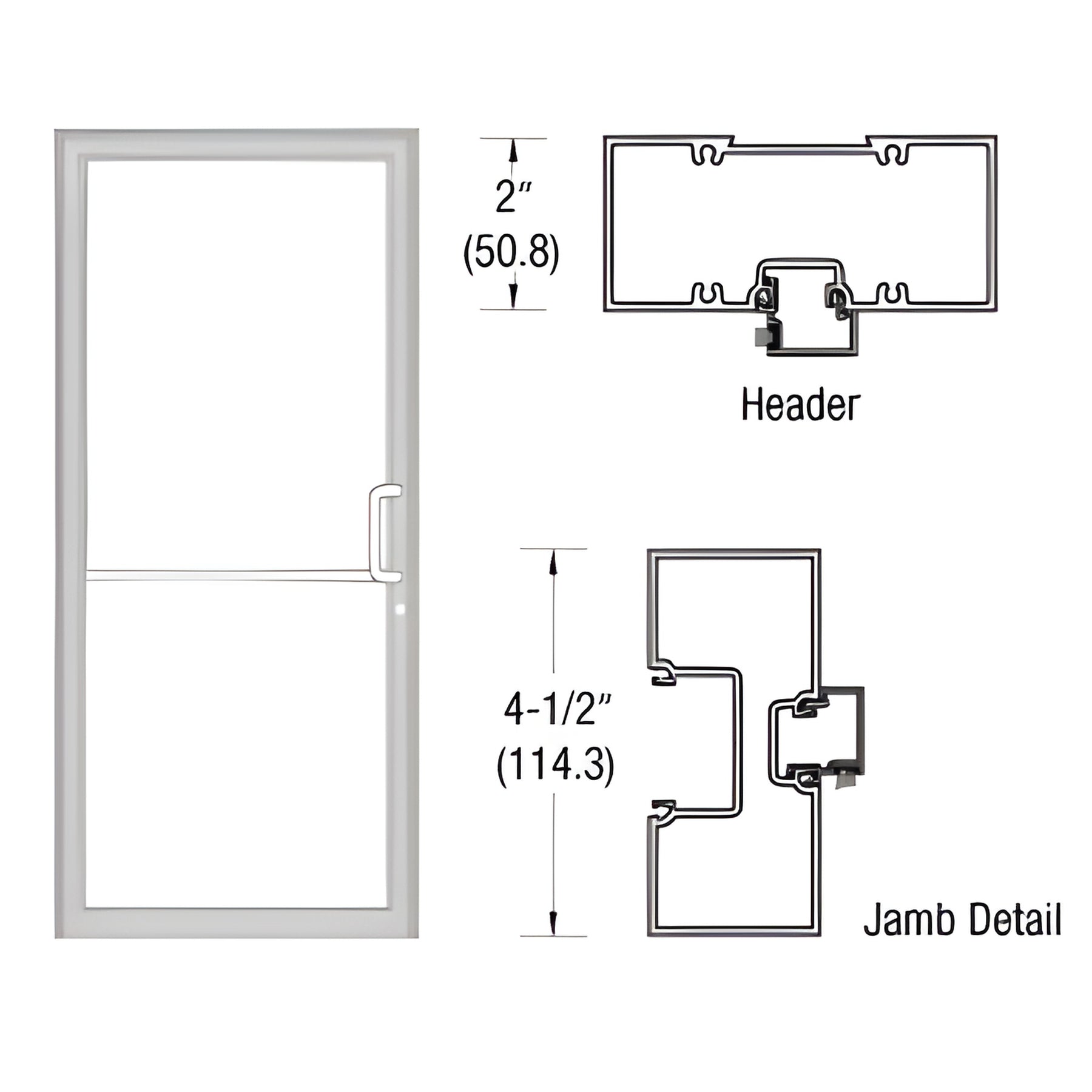 CRL-U.S. Aluminum Clear Anodized Class 1 40" x 86" 451 Series Right Hand Tubular Offset Pivot Up and Over Frame Complete (1F)