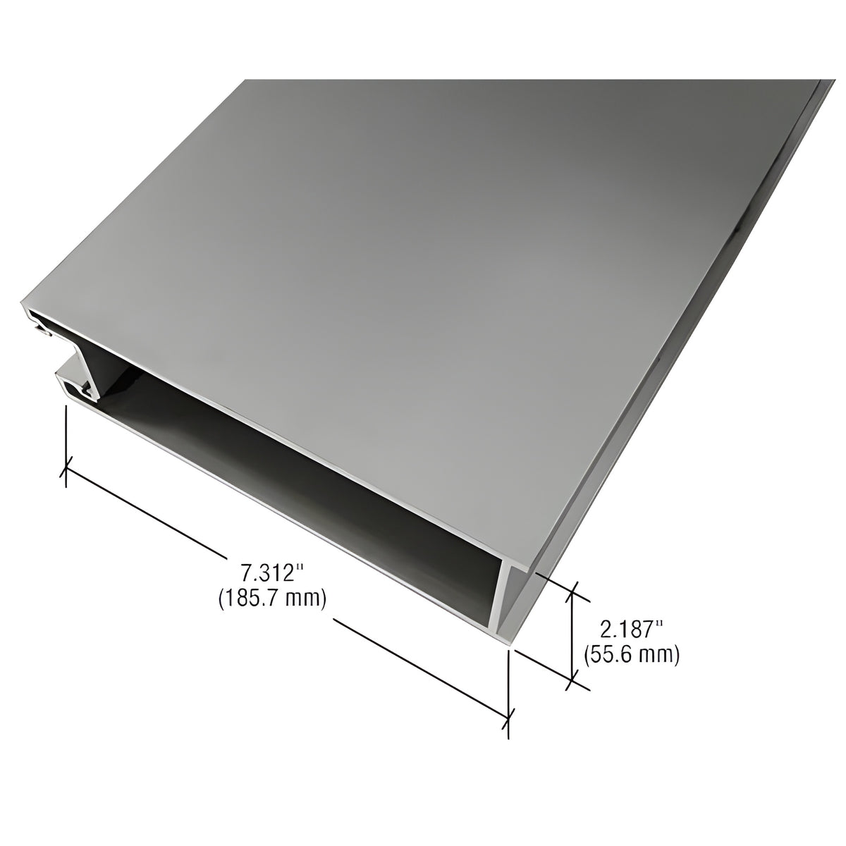 CRL-U.S. Aluminum Clear Anodized Class 1 7-5/16" Bottom Rail IG500 Door for 9/16" Glazing - 21'