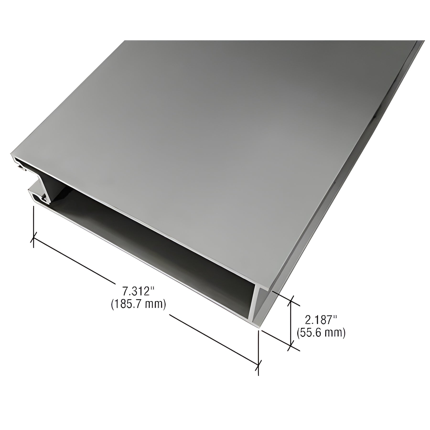 CRL-U.S. Aluminum Clear Anodized Class 1 7-5/16" Bottom Rail IG500 Door for 9/16" Glazing - 21'