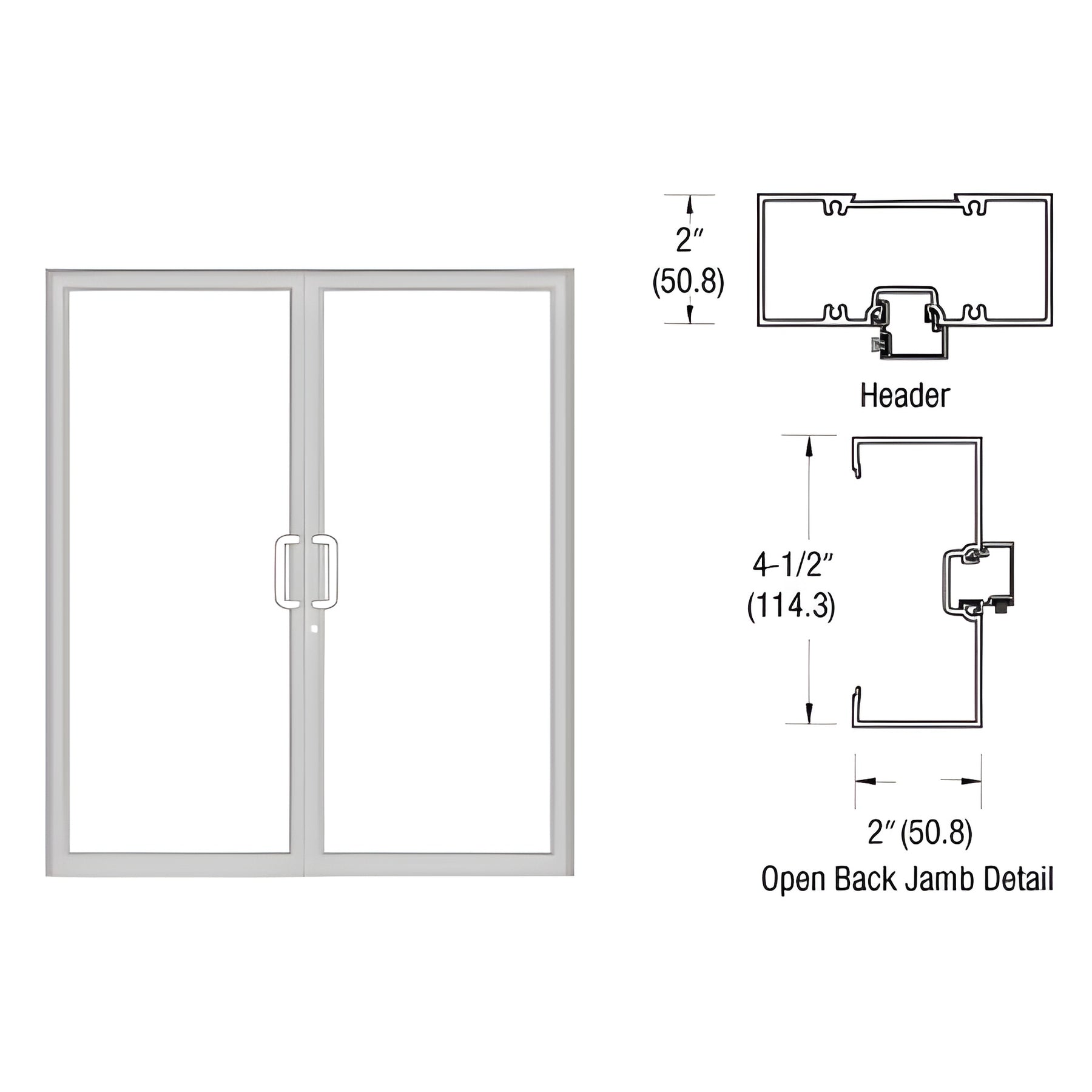 CRL-U.S. Aluminum Clear Anodized Class 1 76" x 86" Series 451 Open Back Butt Hinge Up and Over Frame Complete (2F)