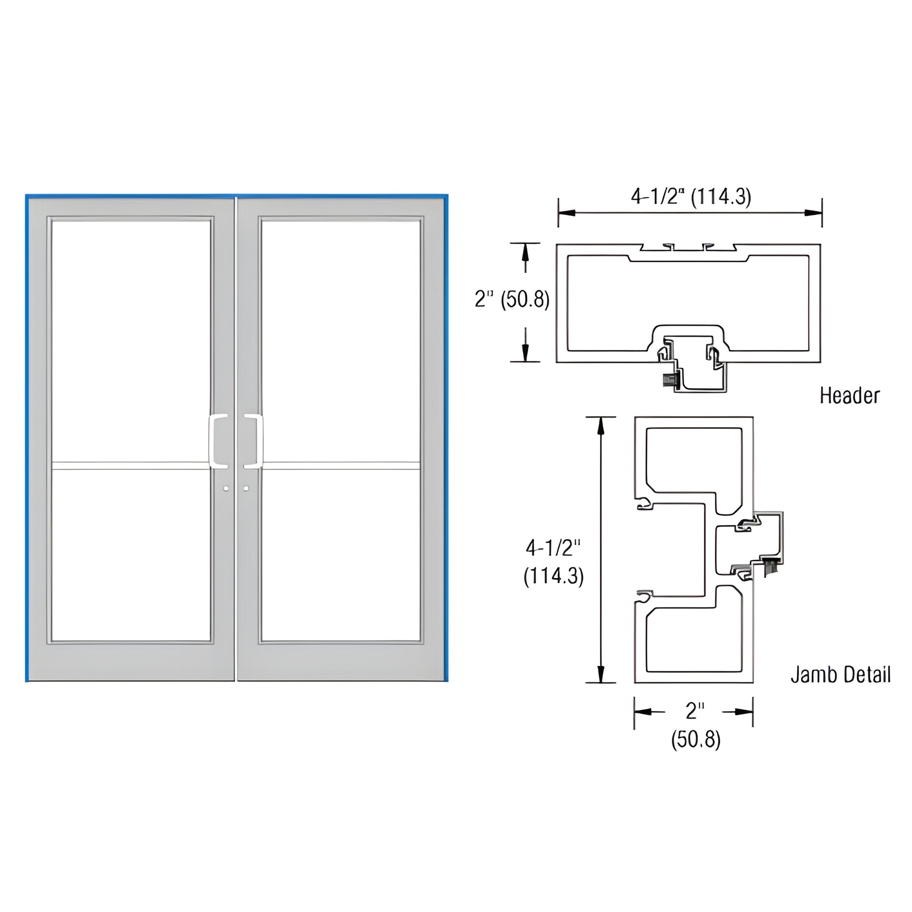 CRL-U.S. Aluminum Clear Anodized Class 1 76" x 86" Series DF800 Tubular Offset Pivot Up and Over Frame Complete (2F)