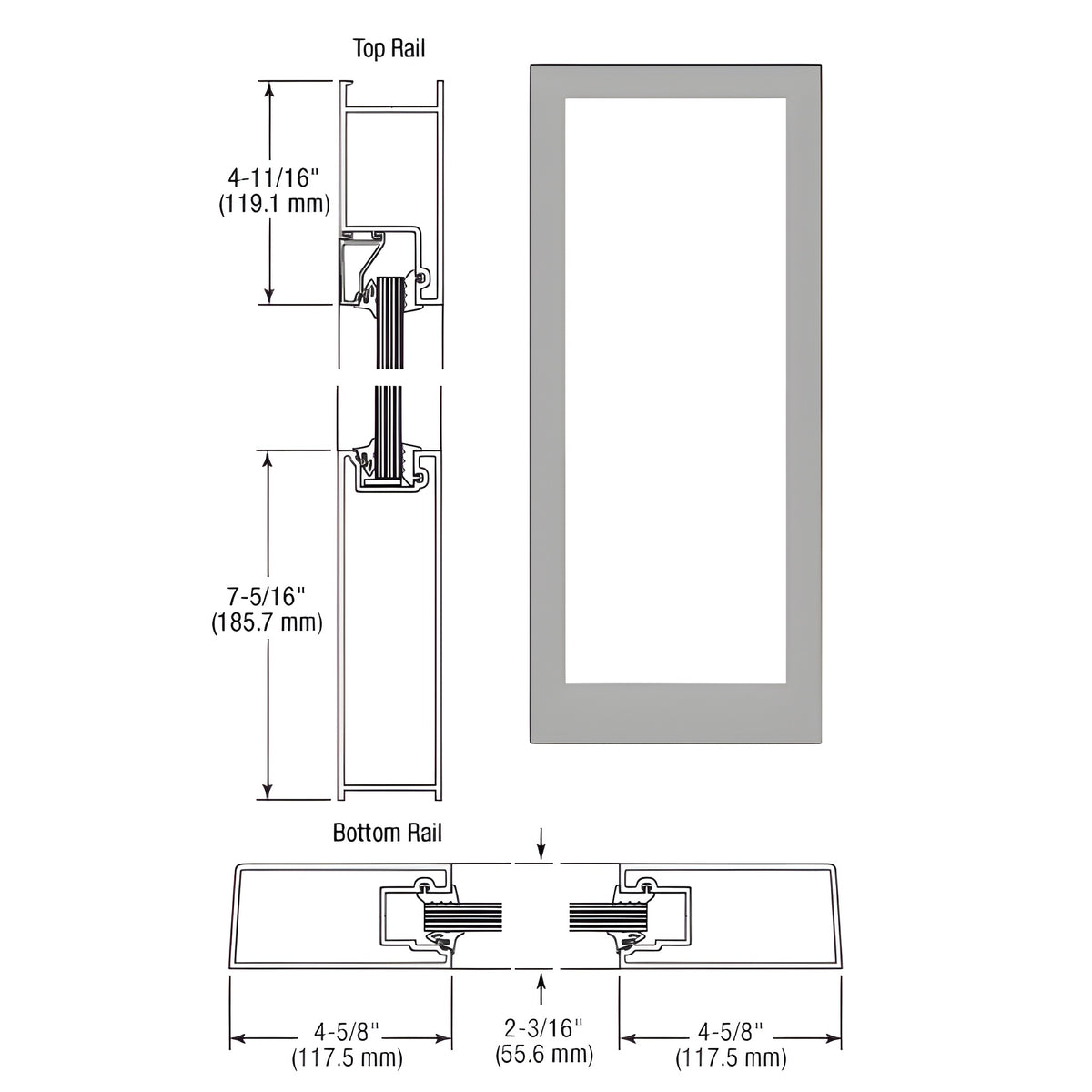 CRL-U.S. Aluminum Clear Anodized Class 1 Custom Single Blank Series 400 Medium Stile Offset Hung Entrance Door- No Prep