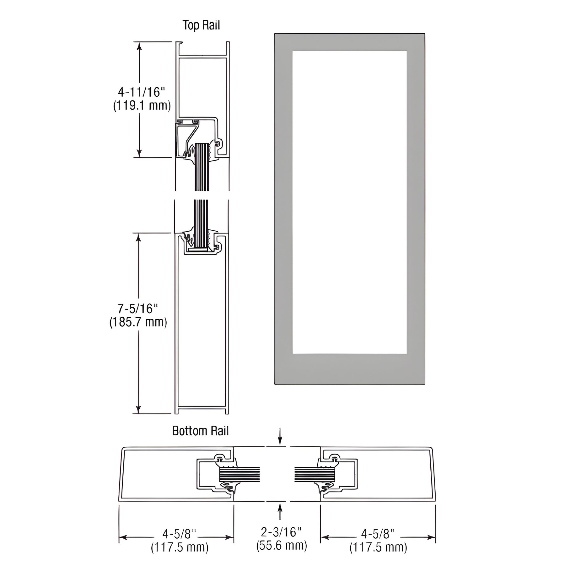 CRL-U.S. Aluminum Clear Anodized Class 1 Custom Single Blank Series 400 Medium Stile Offset Hung Entrance Door- No Prep