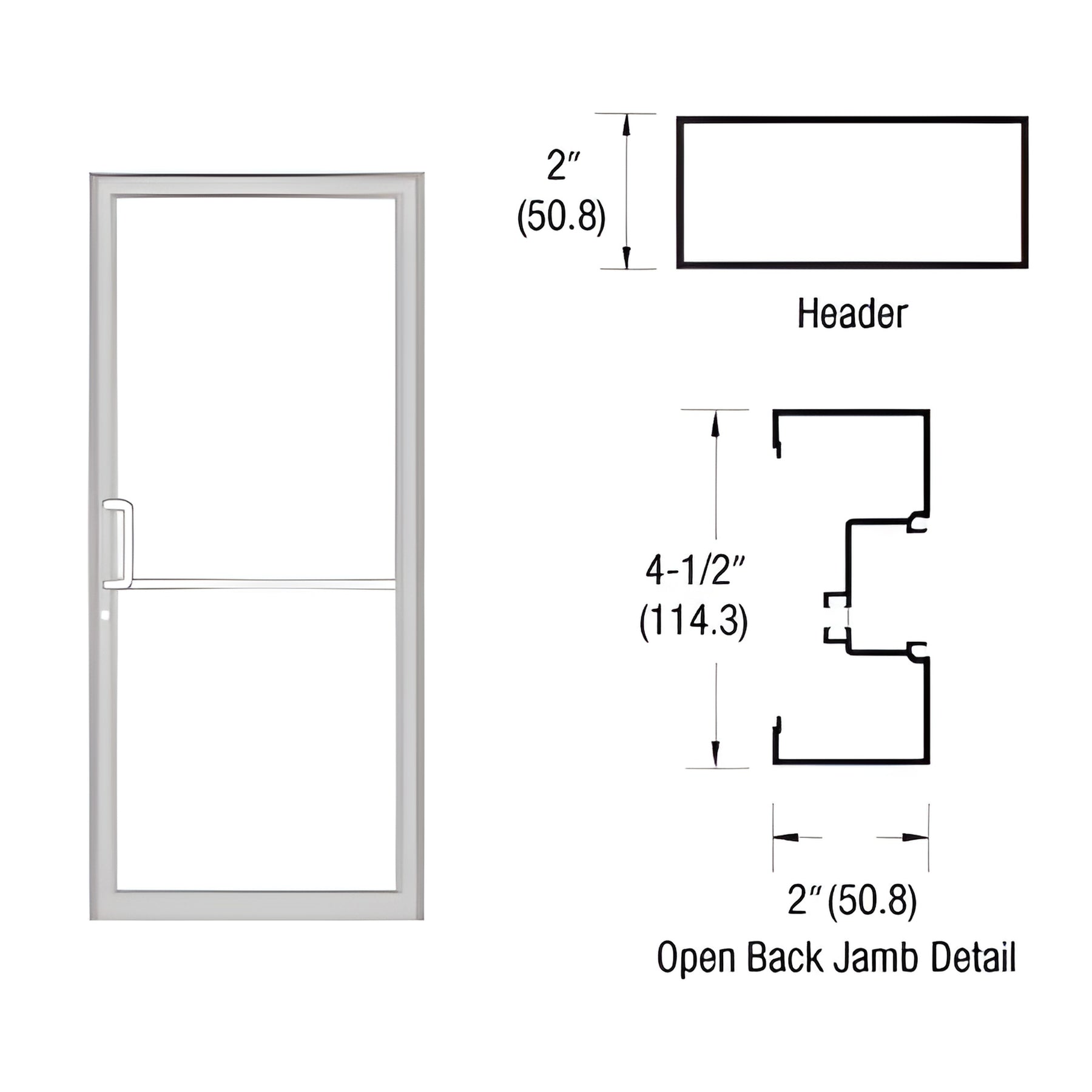 CRL-U.S. Aluminum Clear Anodized Class 1 Custom Size Series IT451 Open Back Offset Pivot Up and Over Door Frame Complete (1F)