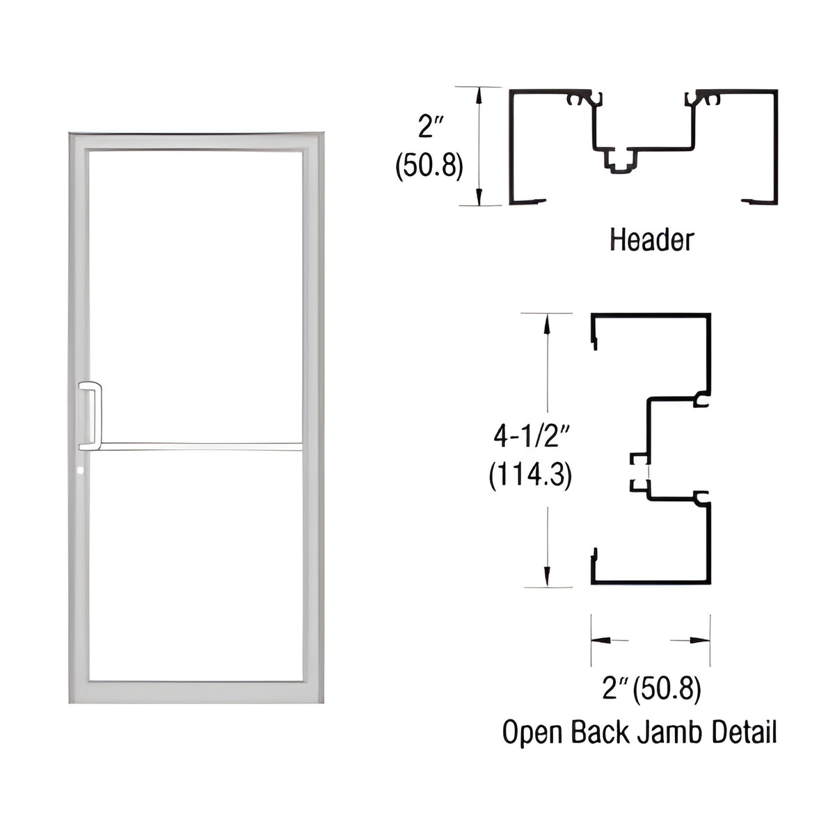 CRL-U.S. Aluminum Clear Anodized Class 1 Custom Size Series IT451 Open Back Offset Pivot Up and Over Frame Complete (1F)