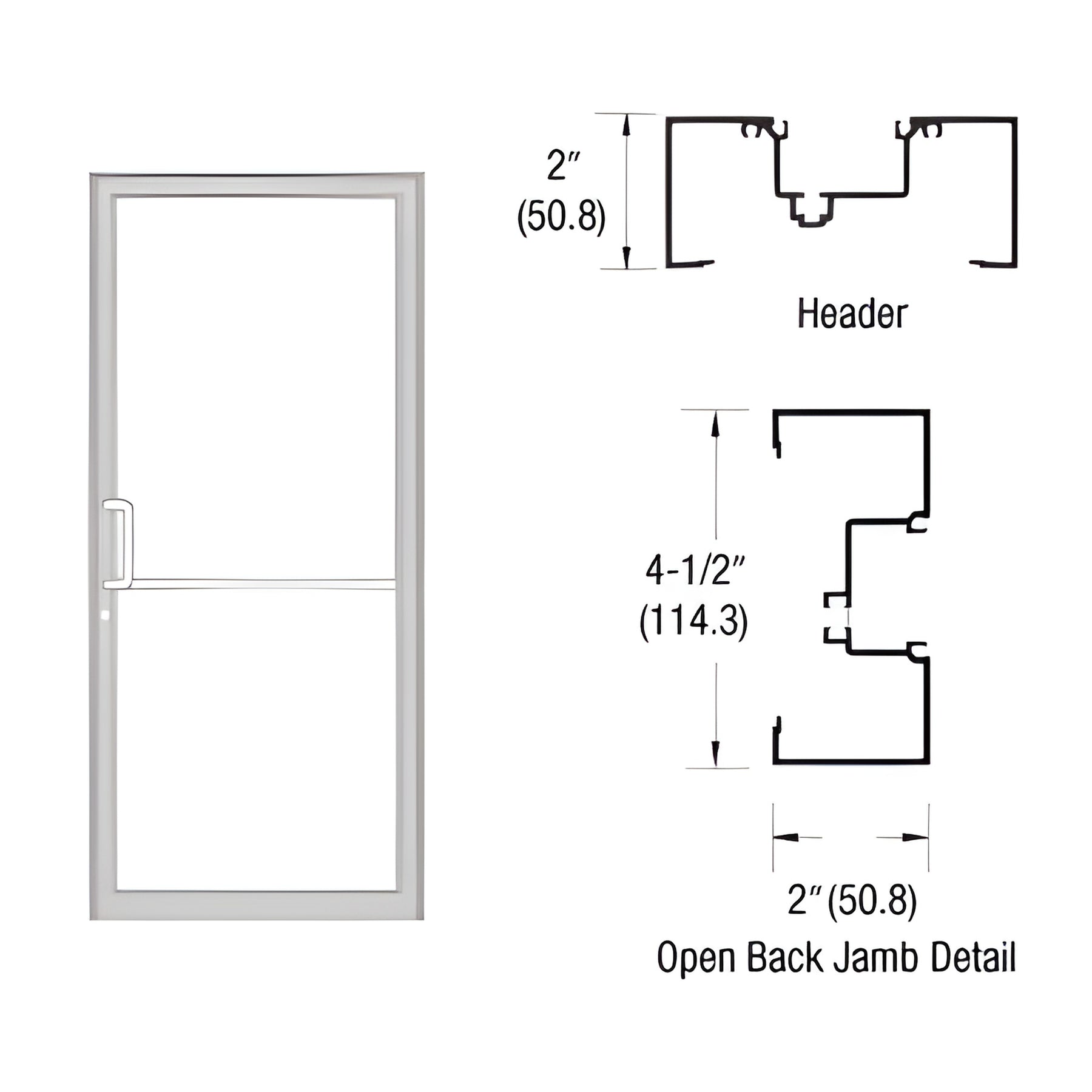 CRL-U.S. Aluminum Clear Anodized Class 1 Custom Size Series IT451 Open Back Offset Pivot Up and Over Frame Complete (1F)