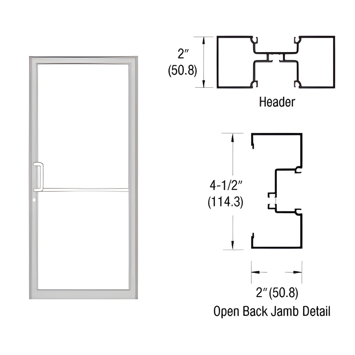 CRL-U.S. Aluminum Clear Anodized Class 1 Custom Size Series IT451 Open Back Butt Hinge Up and Over Frame Complete (1F)