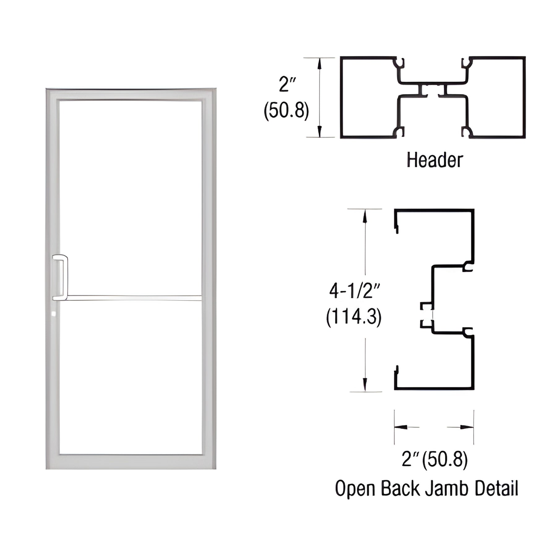 CRL-U.S. Aluminum Clear Anodized Class 1 Custom Size Series IT451 Open Back Butt Hinge Up and Over Frame Complete (1F)