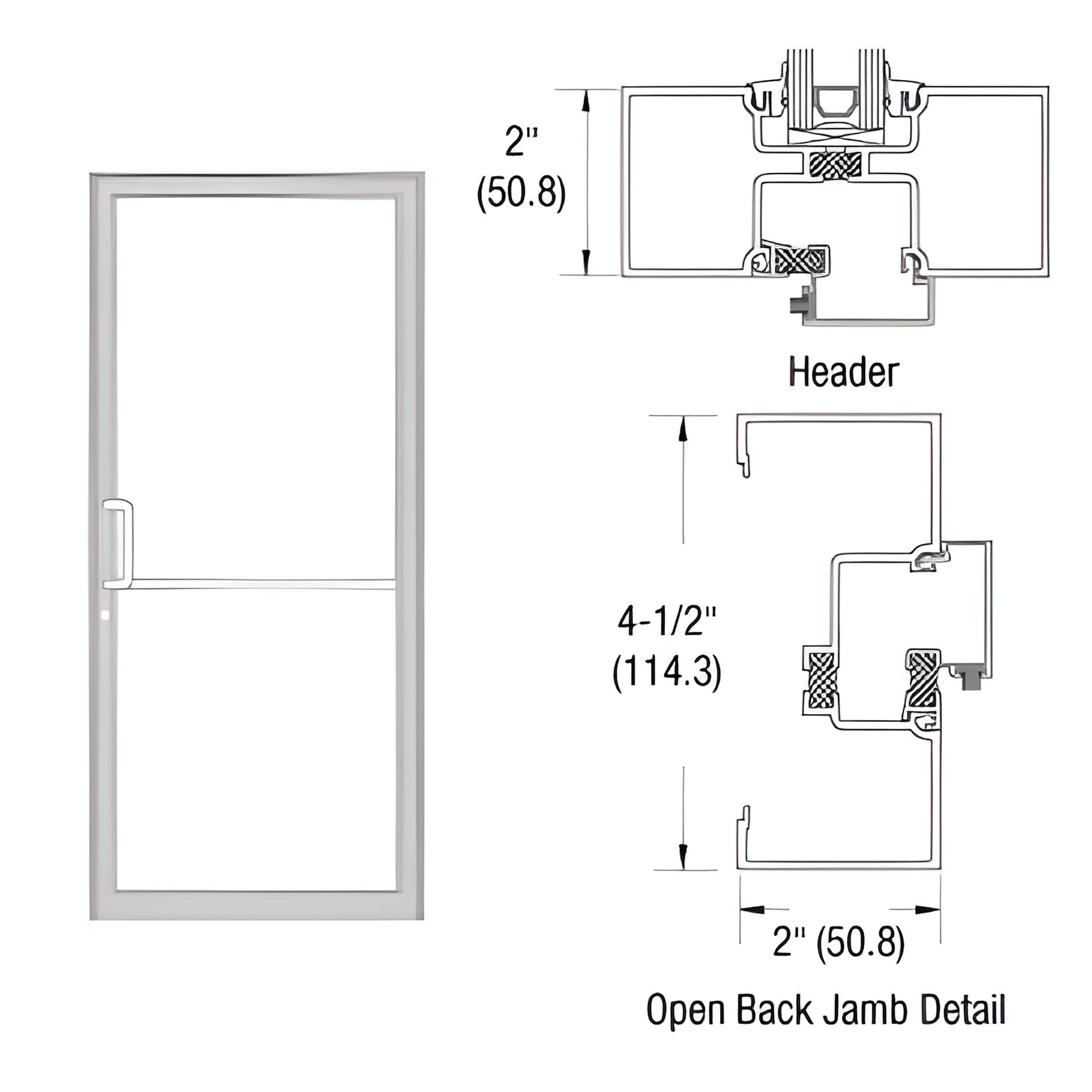 CRL-U.S. Aluminum Clear Anodized Class 1 Custom Size Series IT451 Open Back Offset Pivot Up and Over Frame Complete (1F)