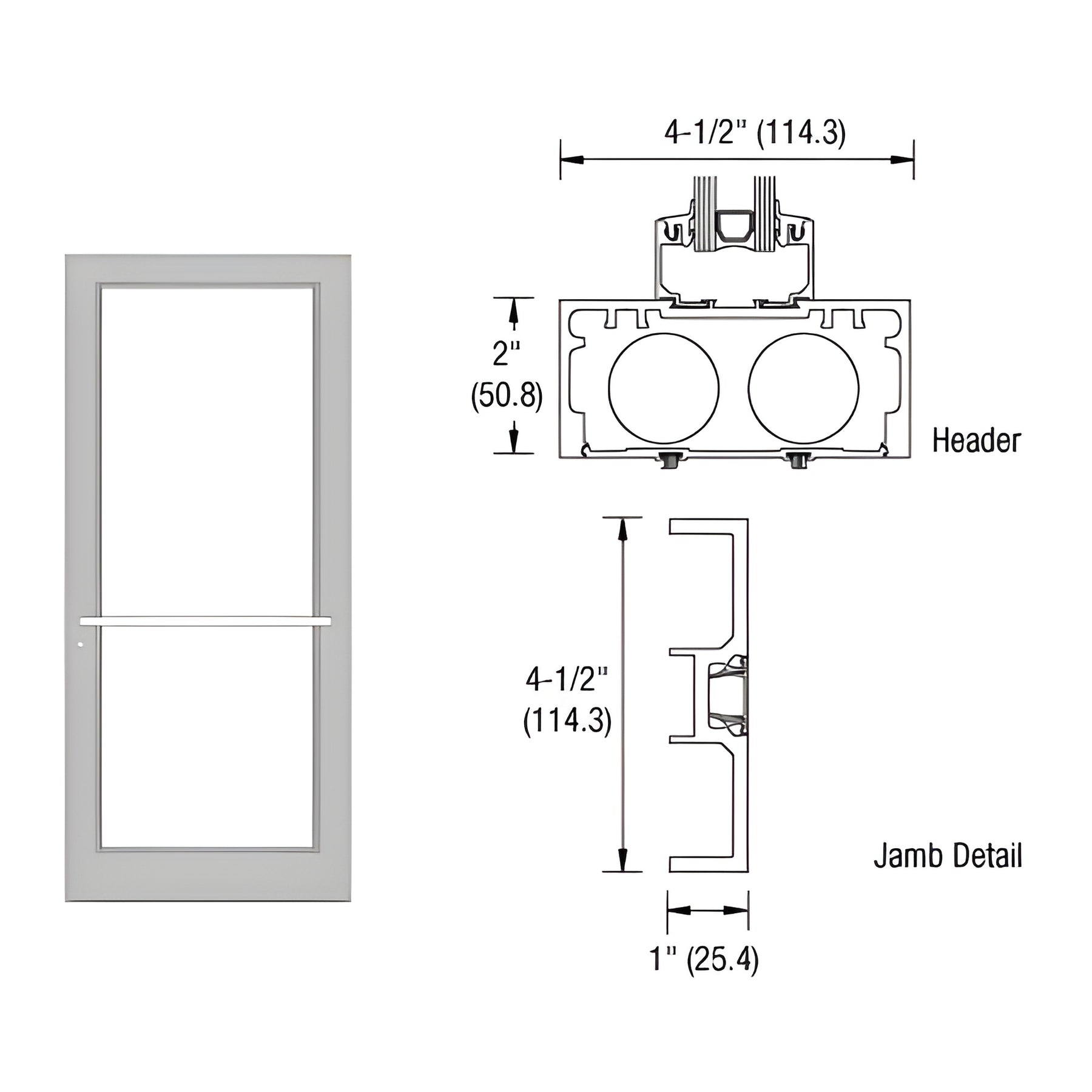 CRL-U.S. Aluminum Clear Anodized Class 1 Series DF800 Up/Over Sub Frame for a Single Door