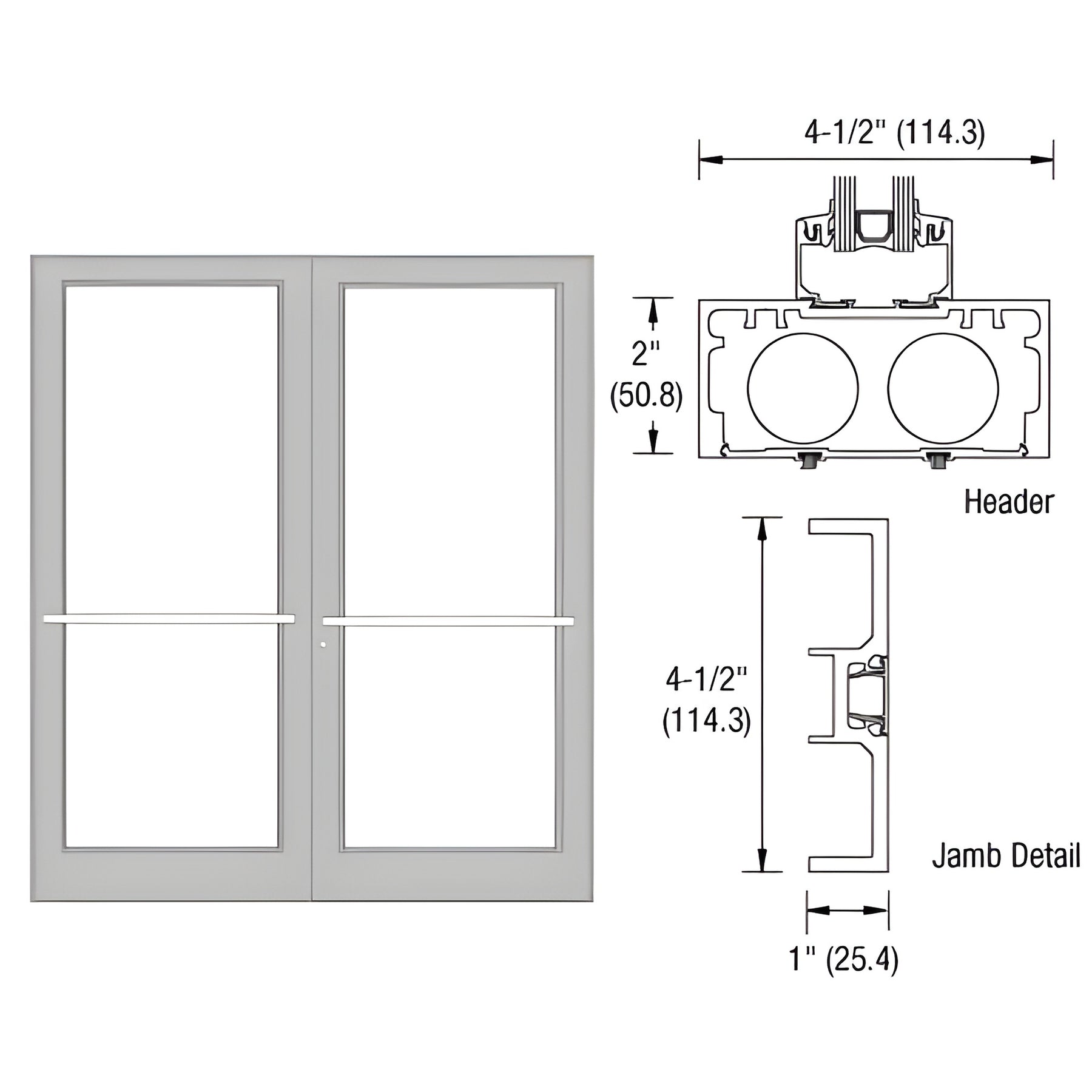 CRL-U.S. Aluminum Clear Anodized Class 1 Series DF800 Up/Over Sub Frame for a Pair of Doors