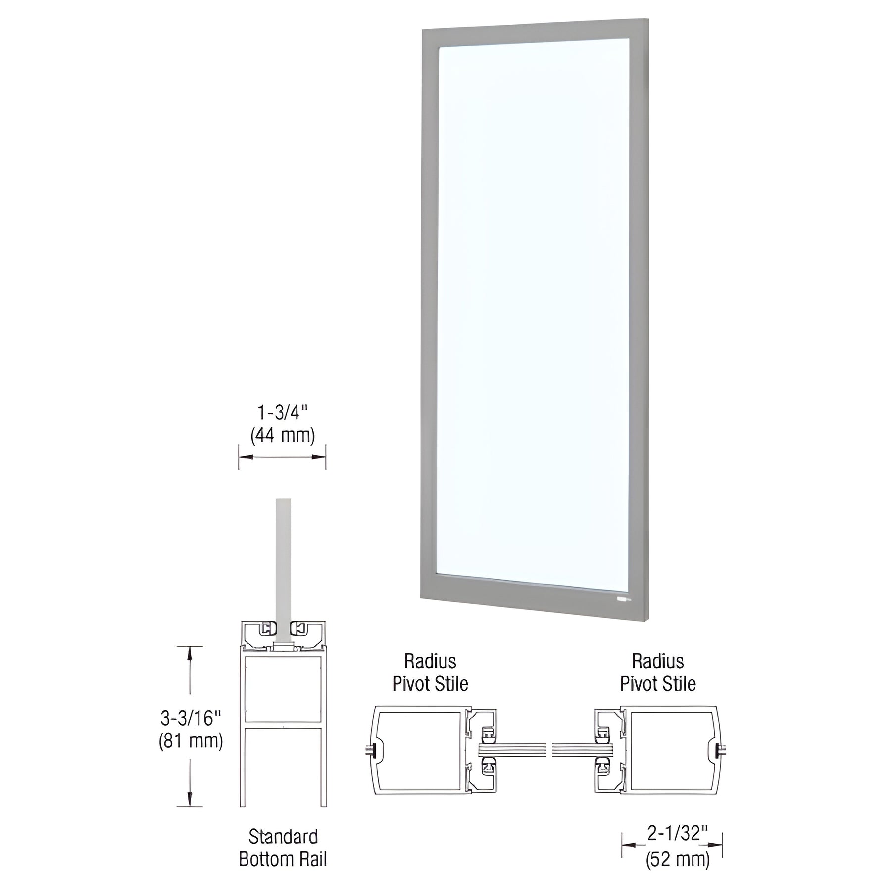 CRL-U.S. Aluminum Clear Anodized Class 1 Single 36" x 84" Blank 250 Narrow Center Stile Entrance Door