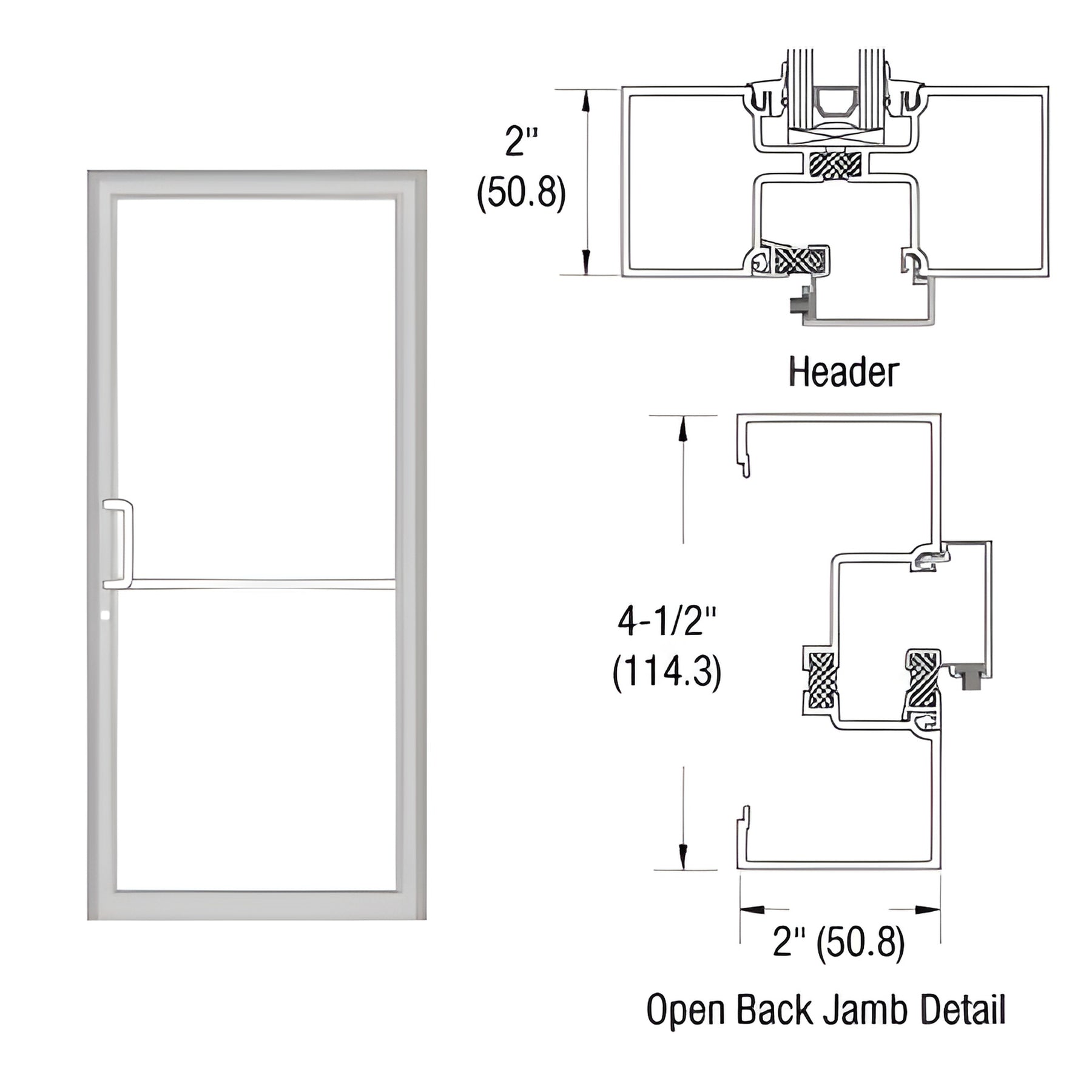 CRL-U.S. Aluminum Clear Anodized Class 1 Thermally Improved Up and Over Frame for a Single Door Prepped for Butt Hinges Using Surface Mount Door Closer