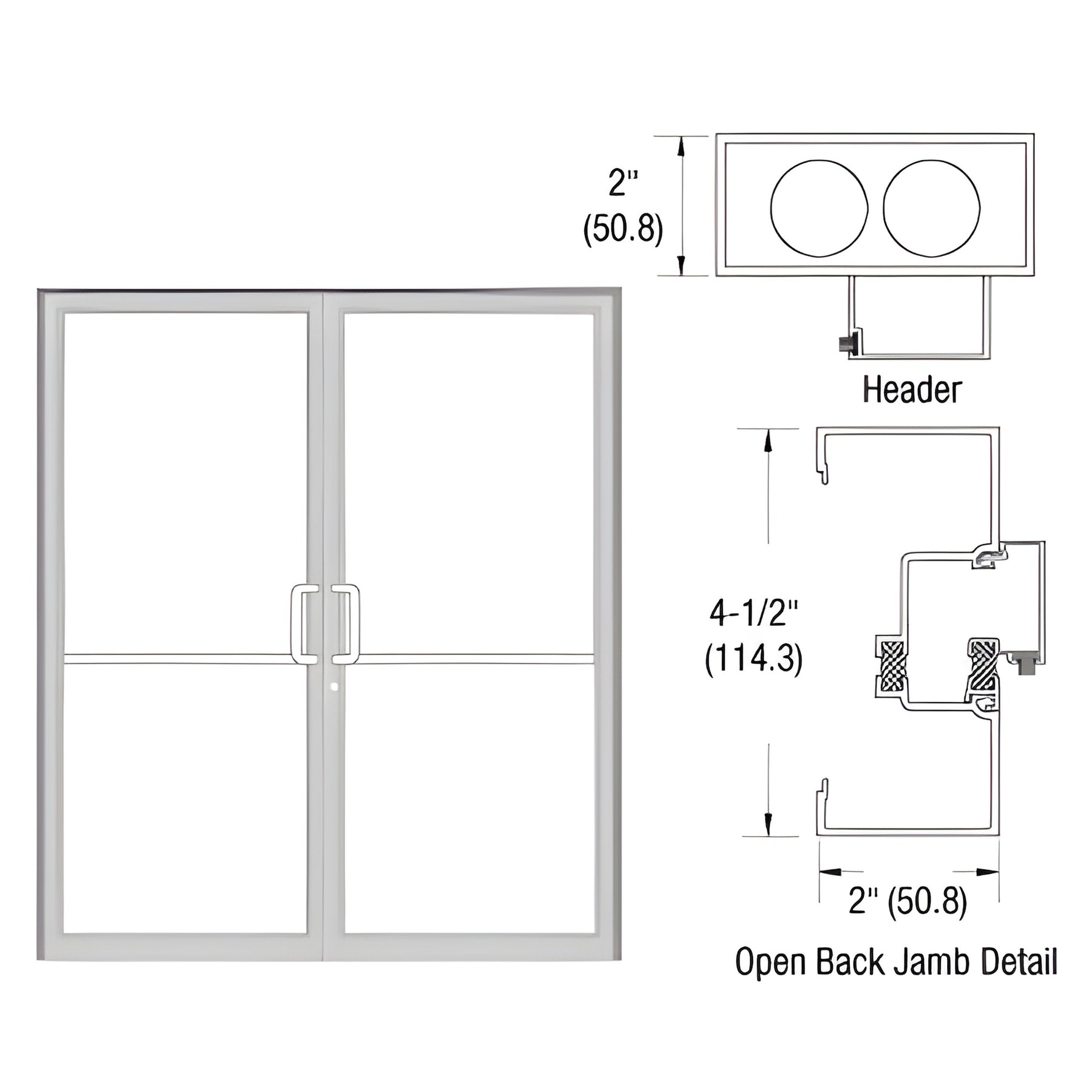 CRL-U.S. Aluminum Clear Anodized Class 1 Thermally Improved Up and Over Frame for a Pair of Doors Prepped for Butt Hinges and Overhead Concealed Door Closers