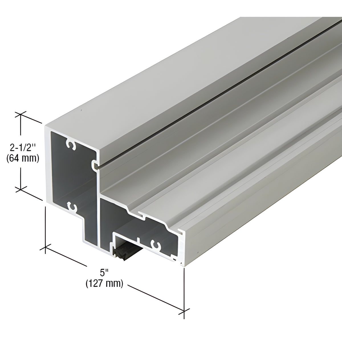 CRL-U.S. Aluminum Clear Anodized Class 1 Transom Door Header for 9/16" Glass and Surface Closer - 24'-2"