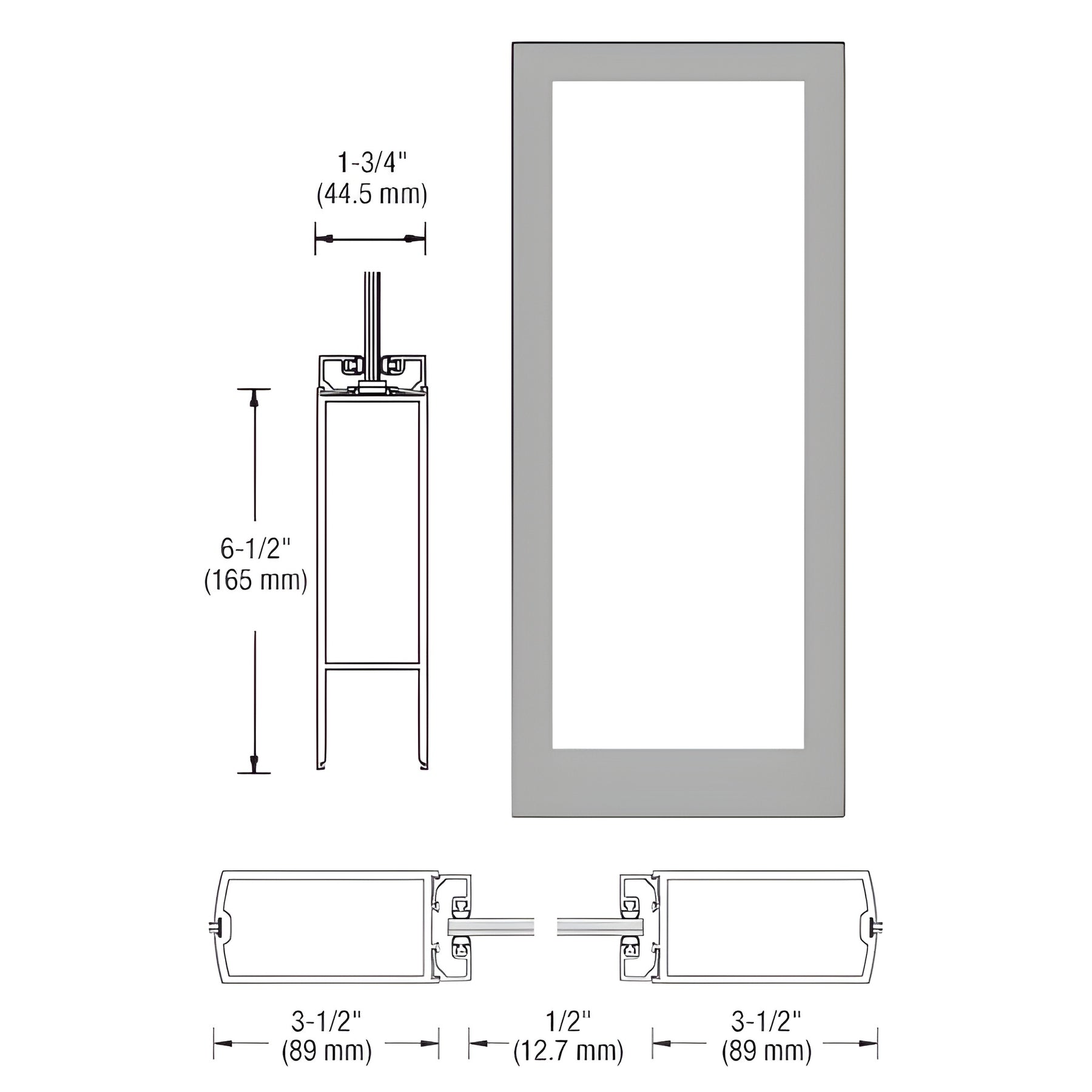 CRL-U.S. Aluminum Clear Anodized Custom Single Blank 400 Medium Stile Center Hung Entrance Door - No Prep