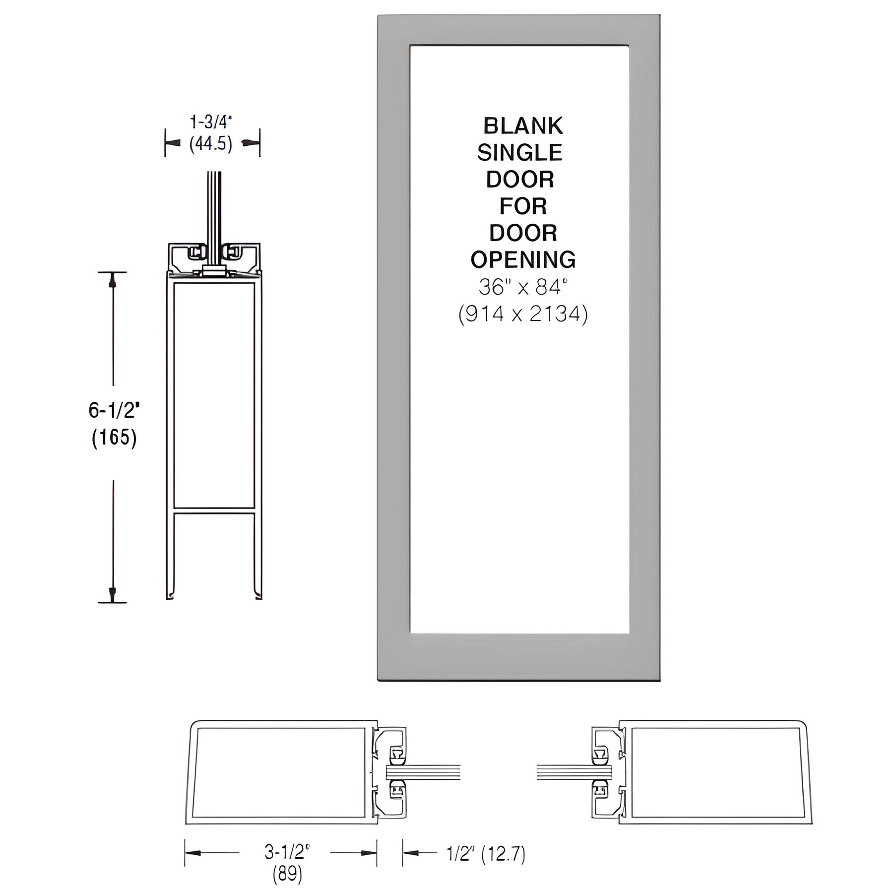 CRL-U.S. Aluminum Clear Anodized Custom Single Blank 400 Medium Stile Offset Hung Entrance Door - No Prep