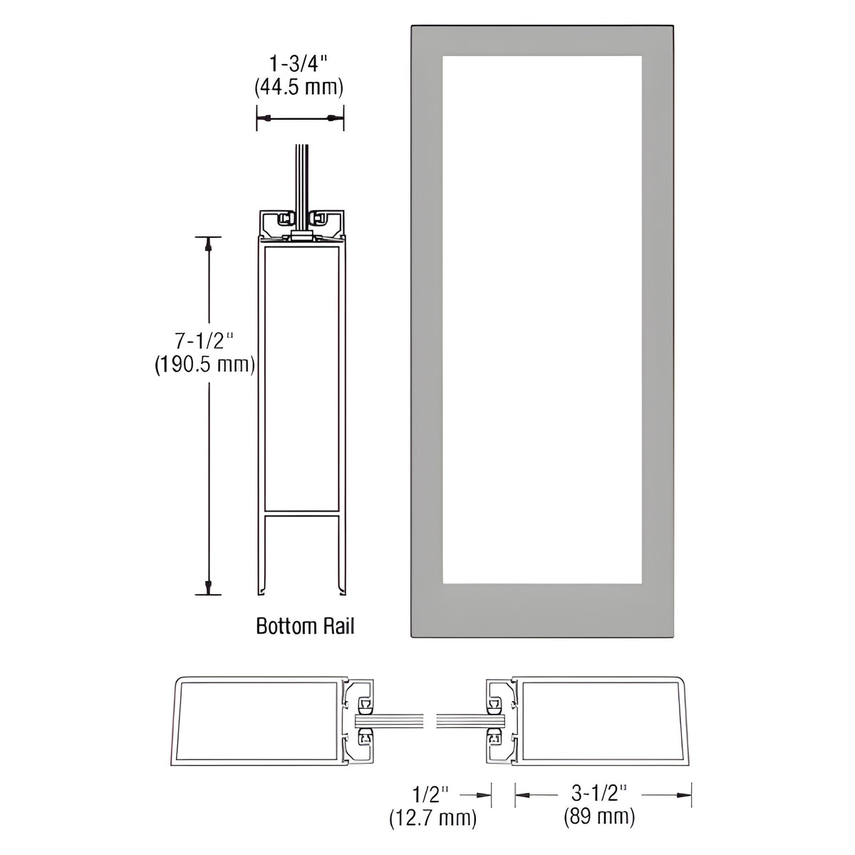 CRL-U.S. Aluminum Clear Anodized Custom Single Blank Series 400 Medium Stile Offset Hung Entrance Door - No Prep