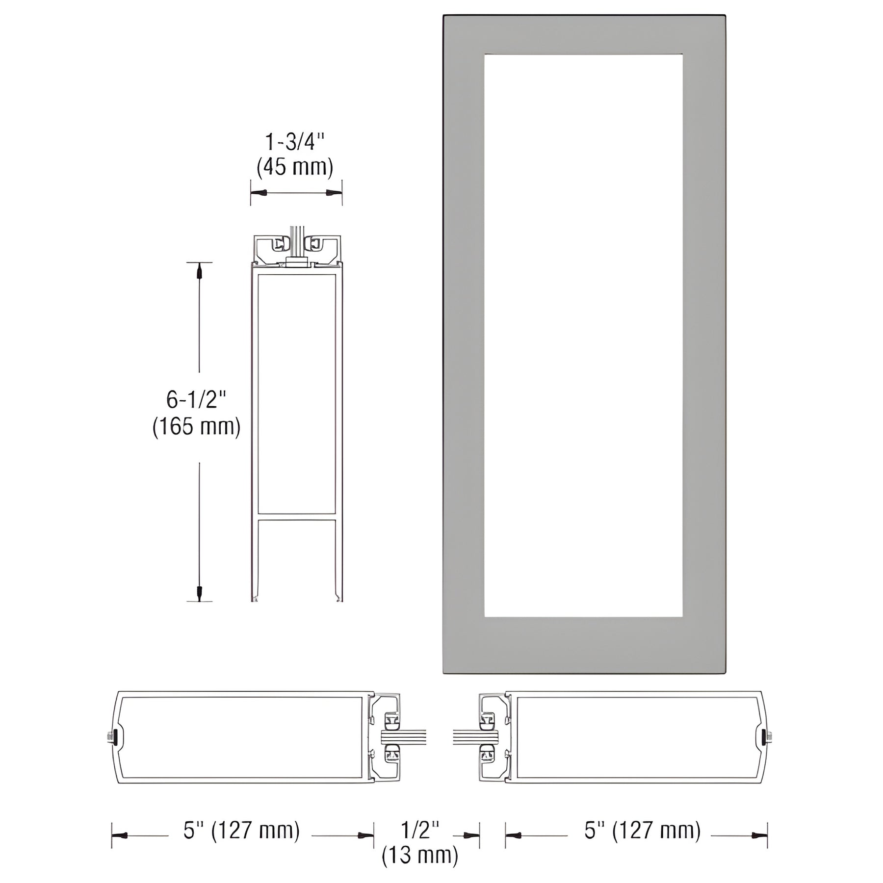 CRL-U.S. Aluminum Clear Anodized Custom Size Single Blank 550 Wide Center Stile Entrance Door - No Prep
