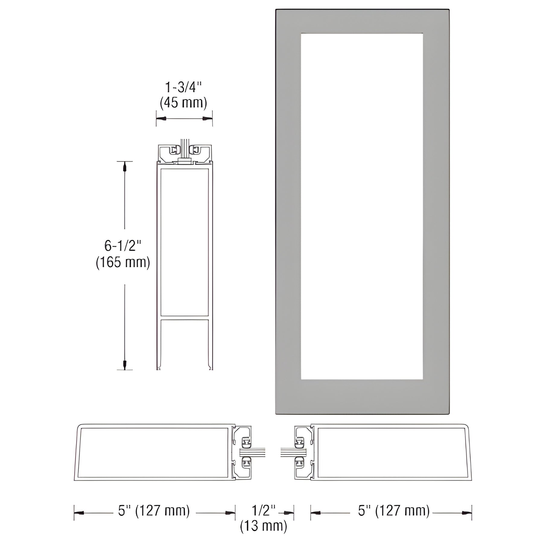 CRL-U.S. Aluminum Clear Anodized Custom Size Single Blank 550 Wide Offset Hung Entrance Door - No Prep