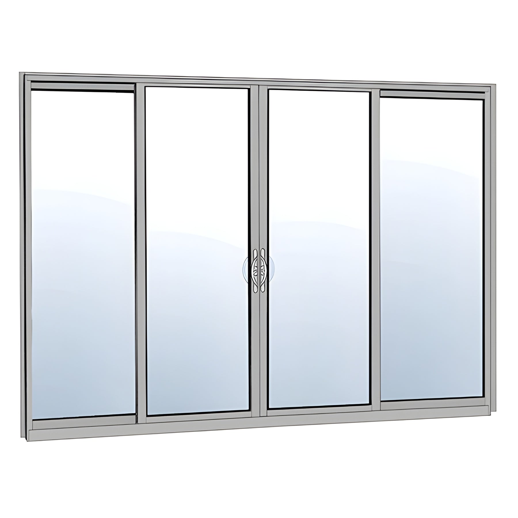 CRL-U.S. Aluminum Clear Anodized OXXO Sliding Door Thermally Broken Fin Frame Glazed with Screen