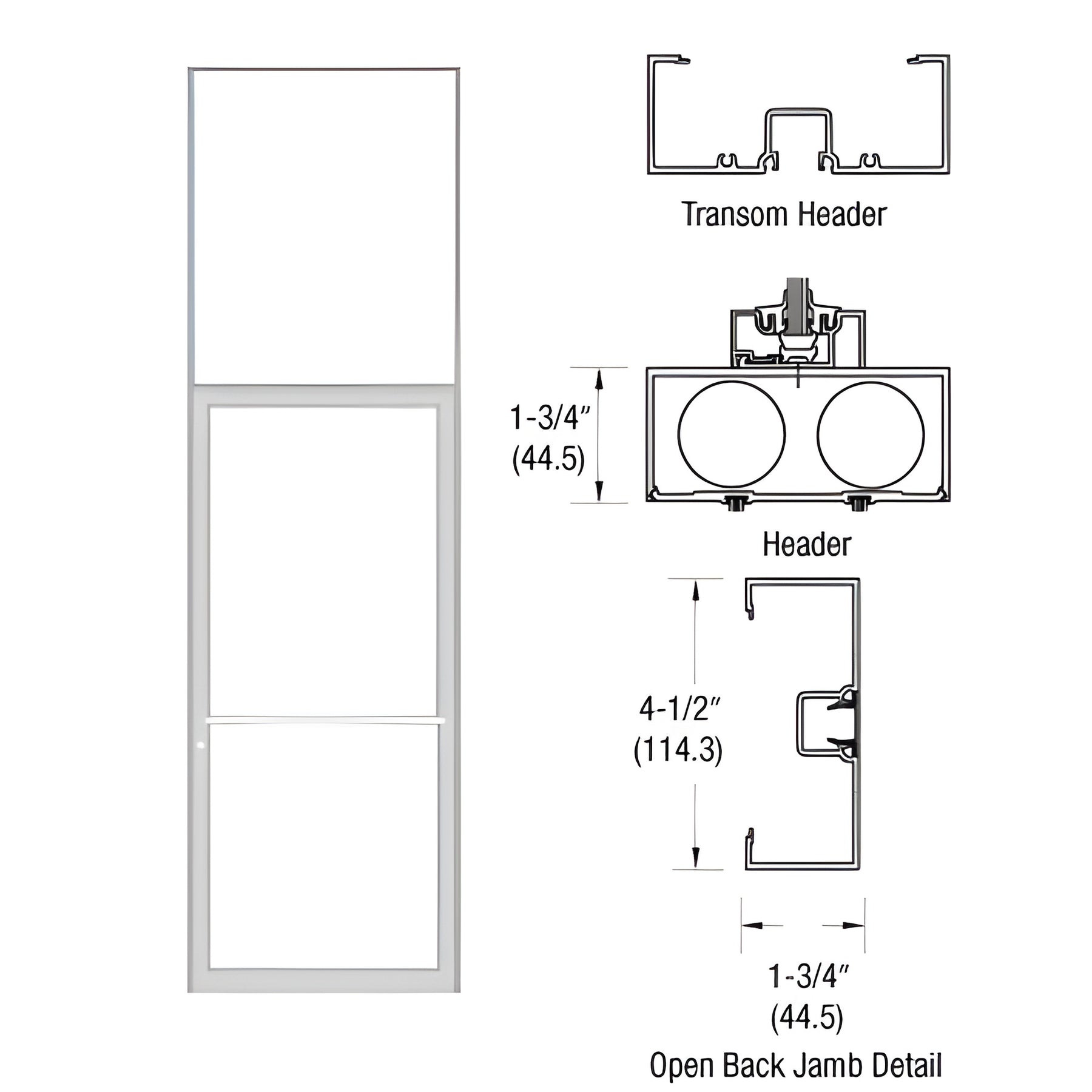 CRL-U.S. Aluminum Clear Anodized Series 451 Transom Frame for a Single Door