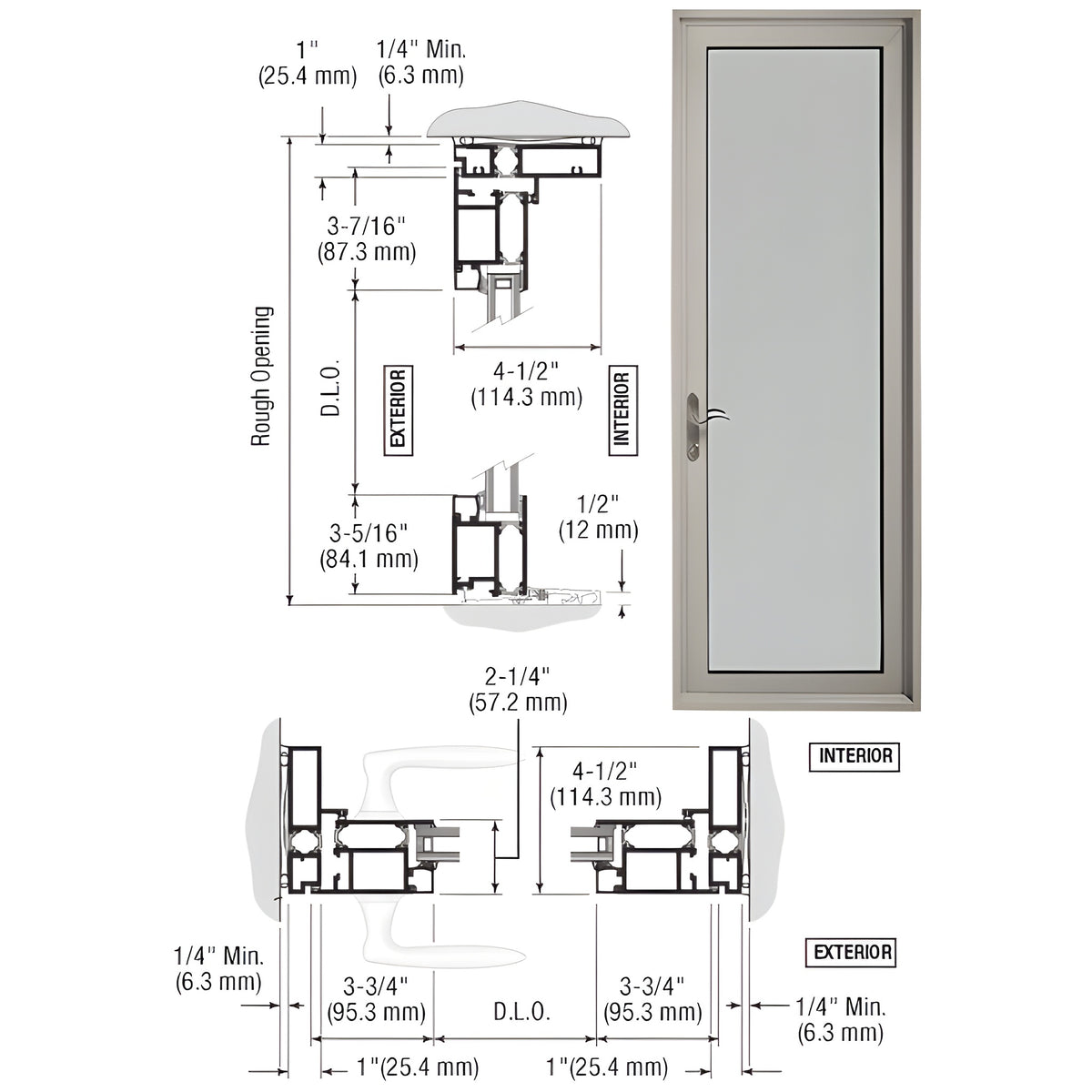 CRL-U.S. Aluminum Clear Anodized Series 900 Terrace Door Hinged Left Swing Out for 1" Glass