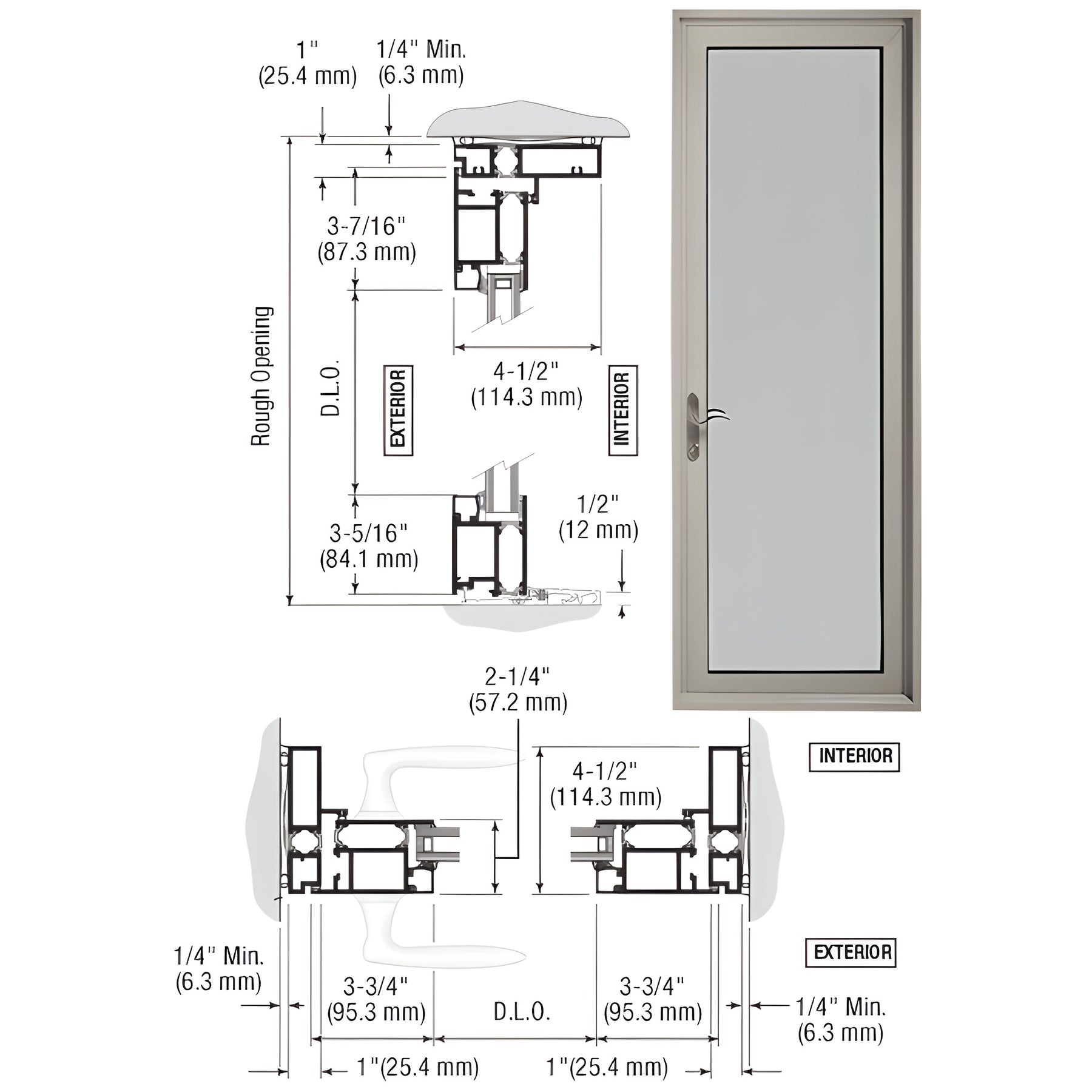 CRL-U.S. Aluminum Clear Anodized Series 900 Terrace Door Hinged Left Swing Out for 1" Glass