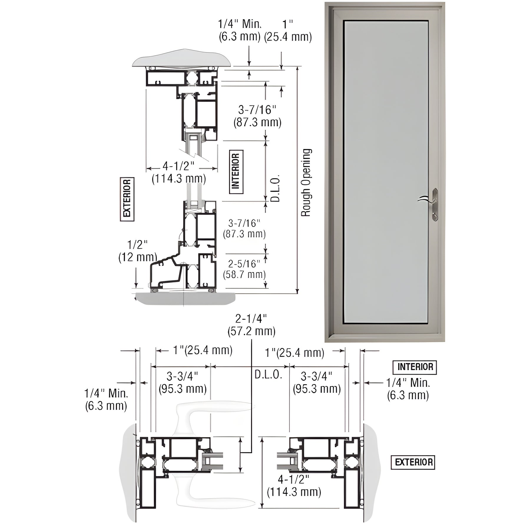 CRL-U.S. Aluminum Clear Anodized Series 900 Terrace Door Hinged Left Swing In