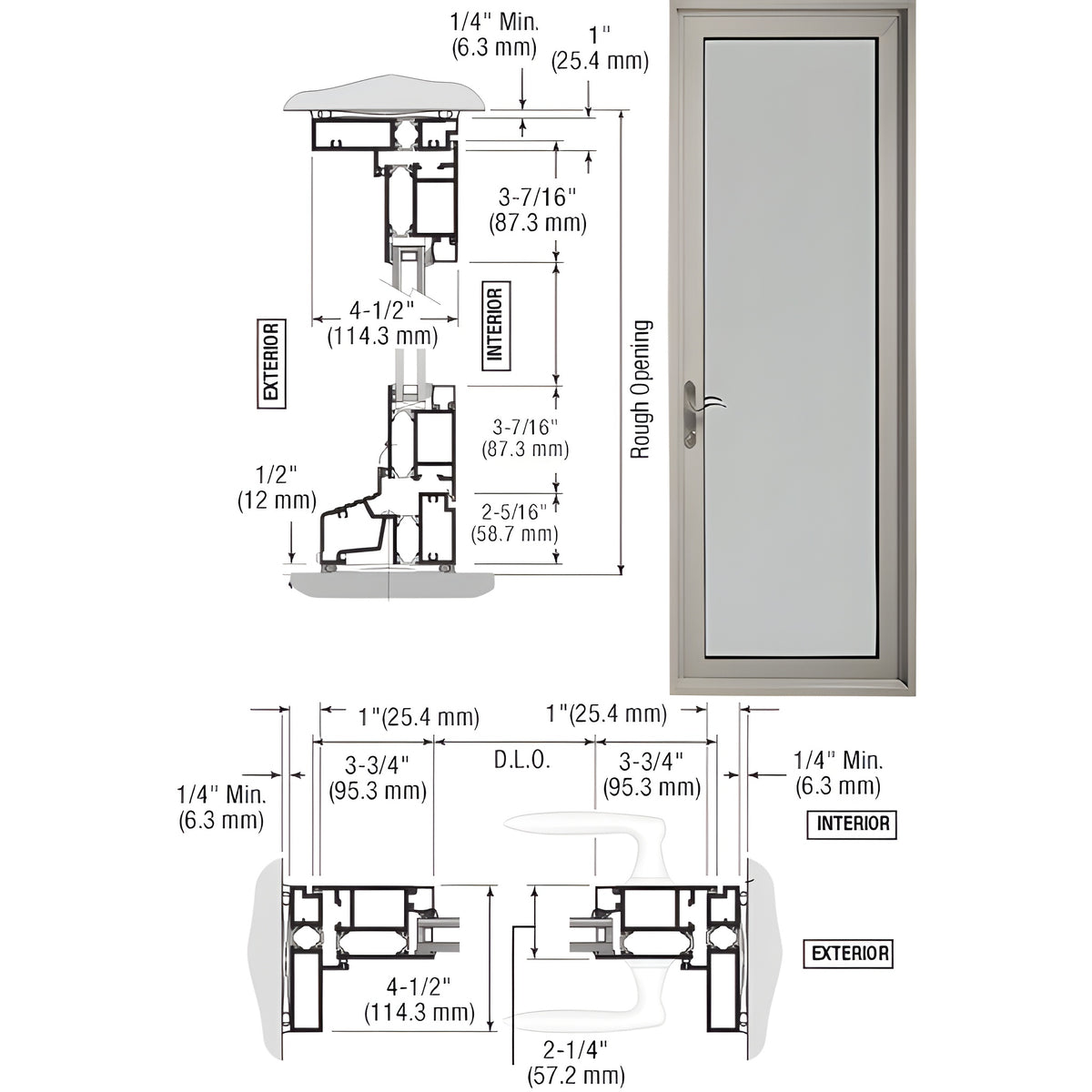 CRL-U.S. Aluminum Clear Anodized Series 900 Terrace Door Hinged Right Swing In