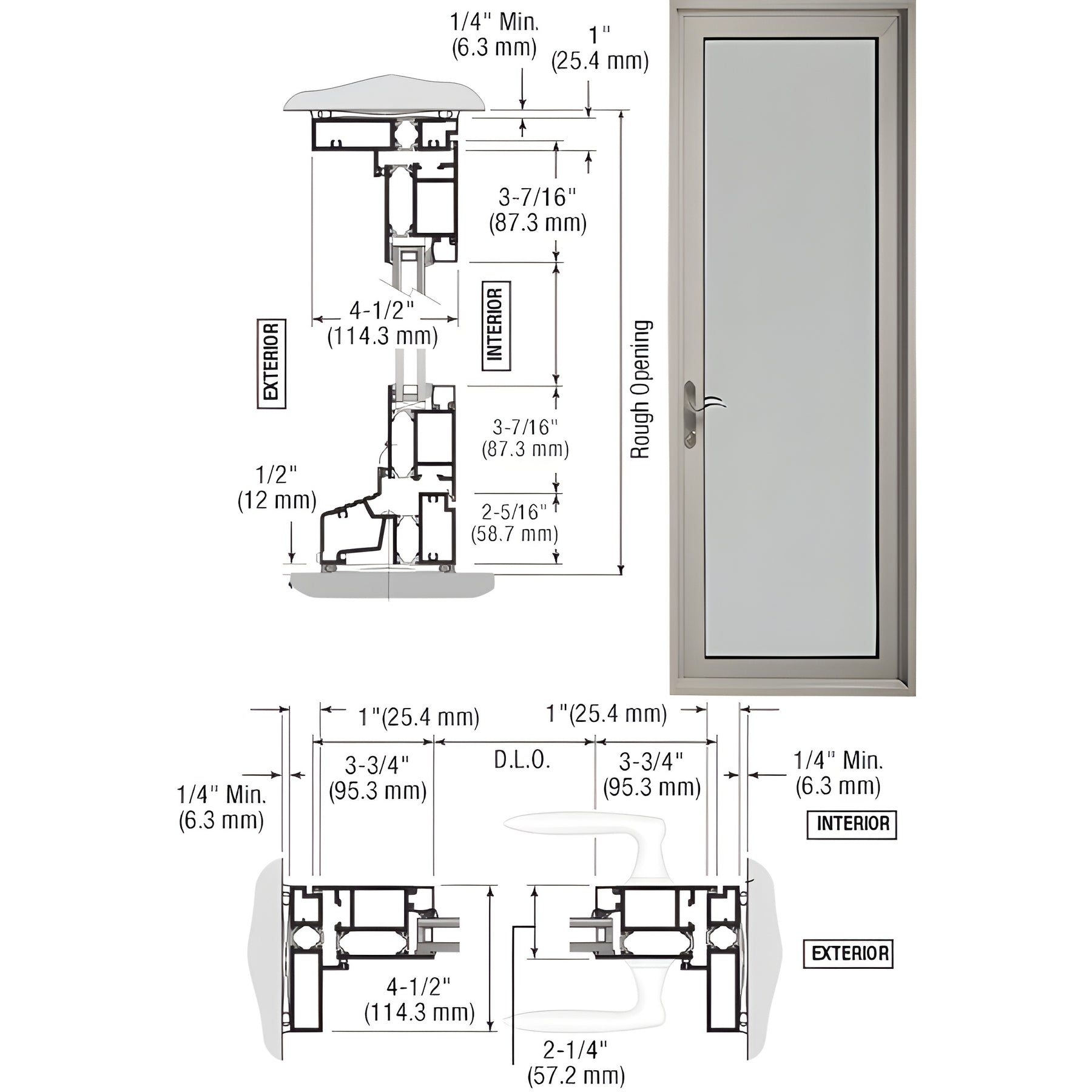 CRL-U.S. Aluminum Clear Anodized Series 900 Terrace Door Hinged Right Swing In