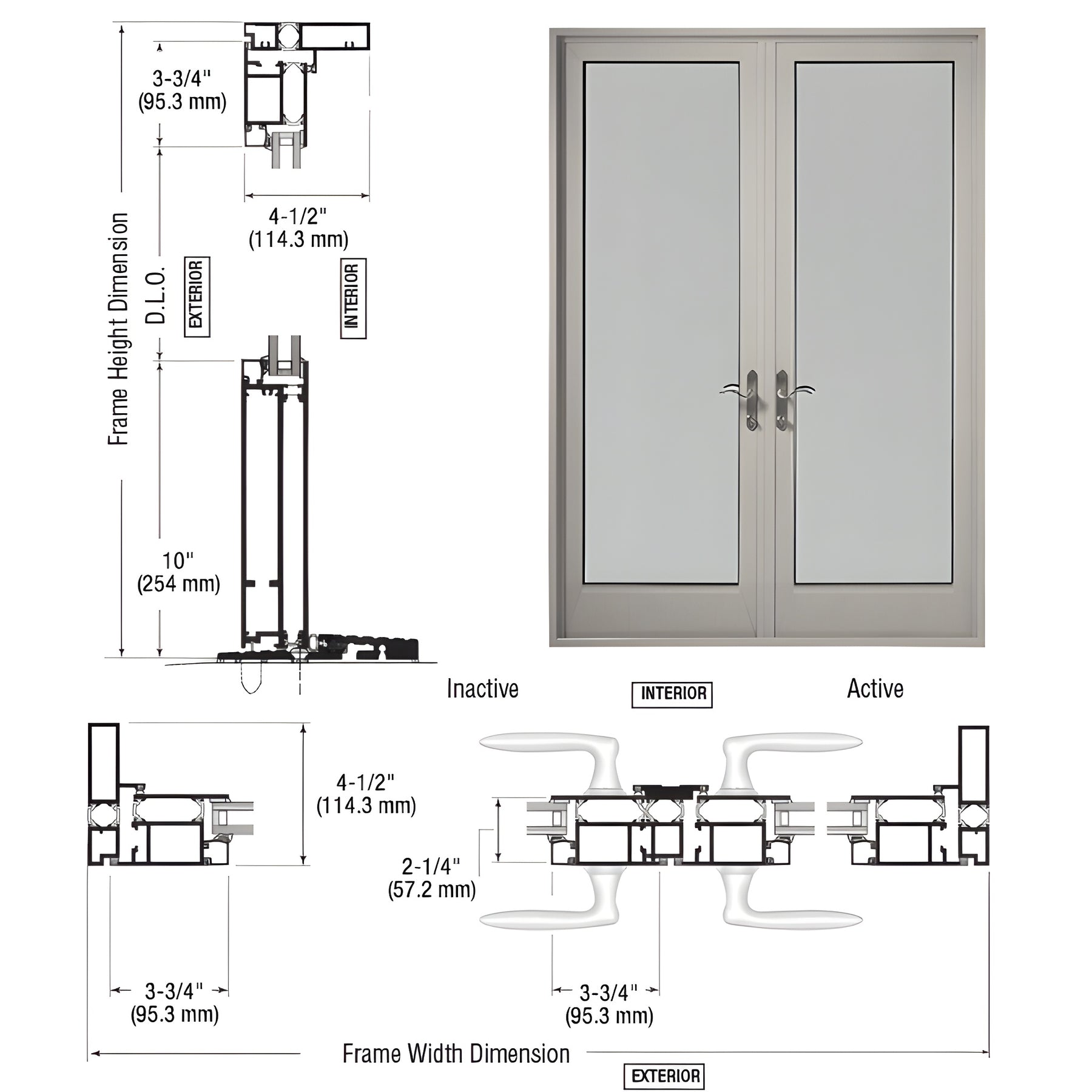 CRL-U.S. Aluminum Clear Anodized Series 925 Patio Door Pair Swing Out