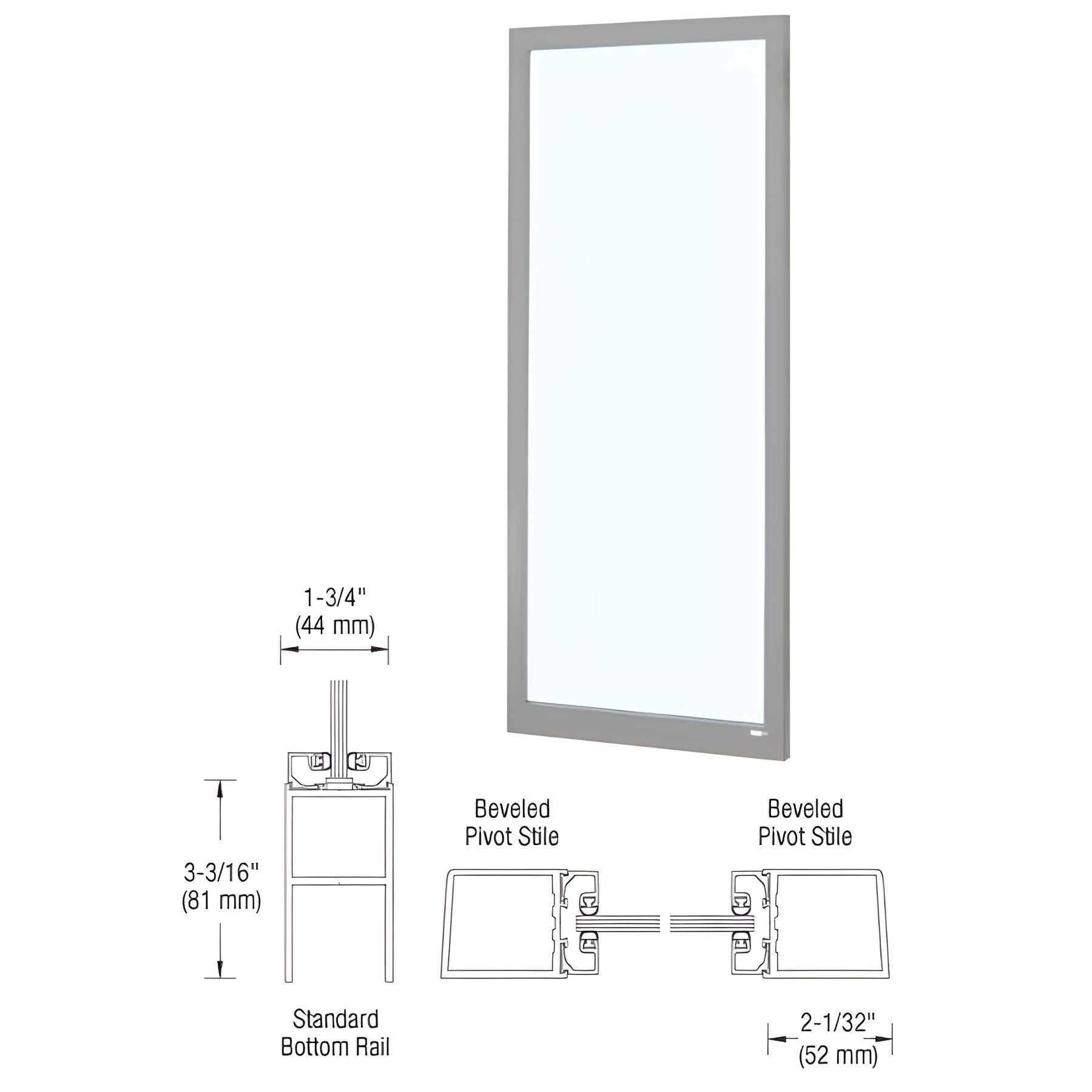 CRL-U.S. Aluminum Clear Anodized Single 36" x 84" Blank 250 Narrow Offset Stile Entrance Door