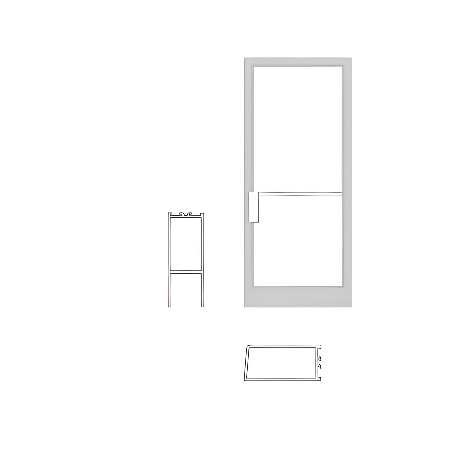 CRL-U.S. Aluminum Clear Anodized Single Medium Stile NOA LHSO 36" x 84" Non Impact Offset Pivoted Door