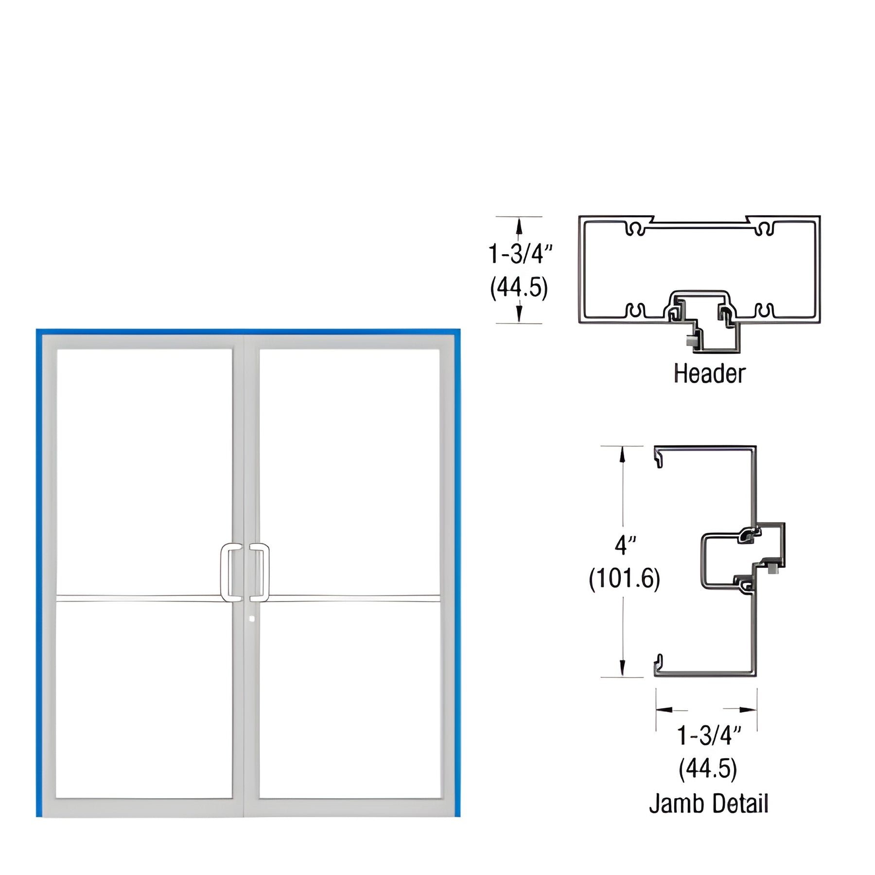 CRL-U.S. Aluminum Clear Anodized Up and Over Open Back Frame for Pair of Doors Offset Hung Using Surface Mount