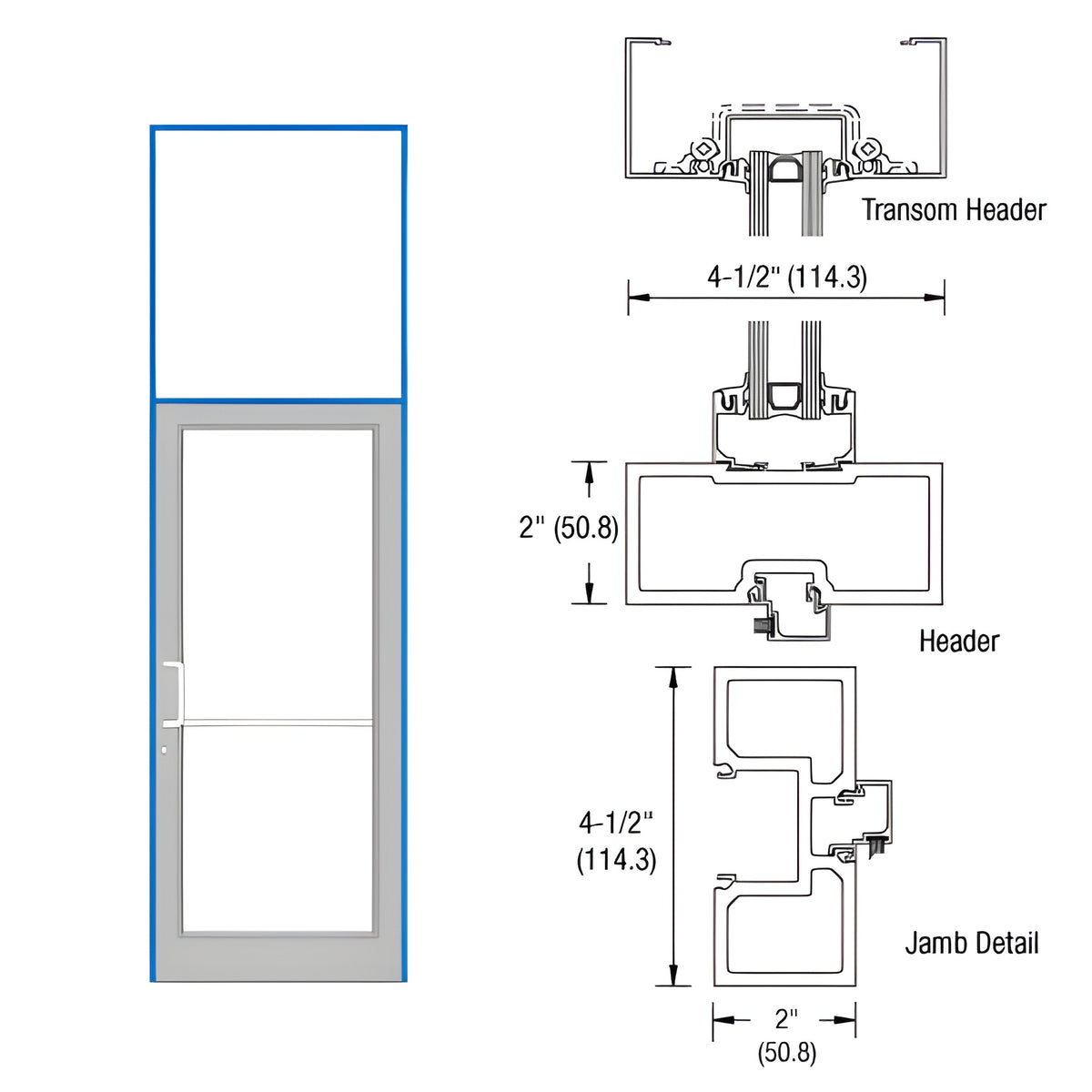 CRL-U.S. Aluminum Custom KYNAR® Paint 40" x 126" Series DF800 Tubular Gear Hinge Transom Frame Complete (1FT)