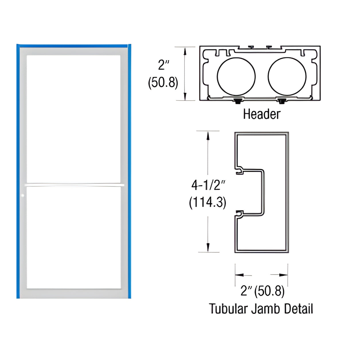 CRL-U.S. Aluminum Custom KYNAR® Paint 451 Series Blank Up/Over Single Door Frame