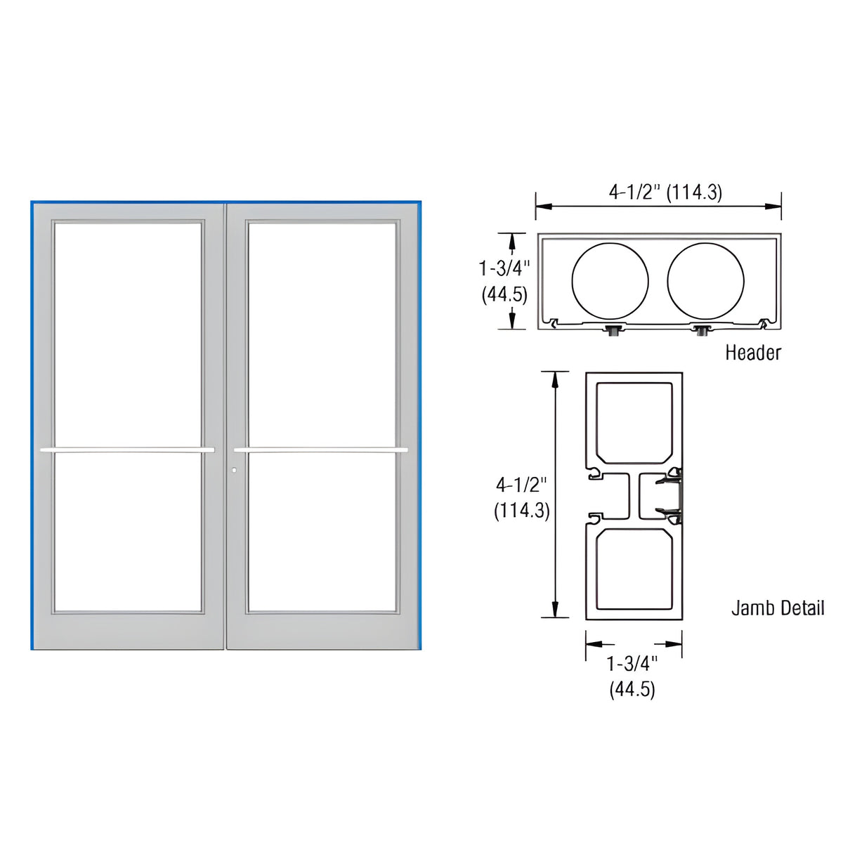 CRL-U.S. Aluminum Custom KYNAR® Paint 75-1/2" x 85-3/4" Series DF800 Tubular Center Hung Up and Over Frame Complete (2F)